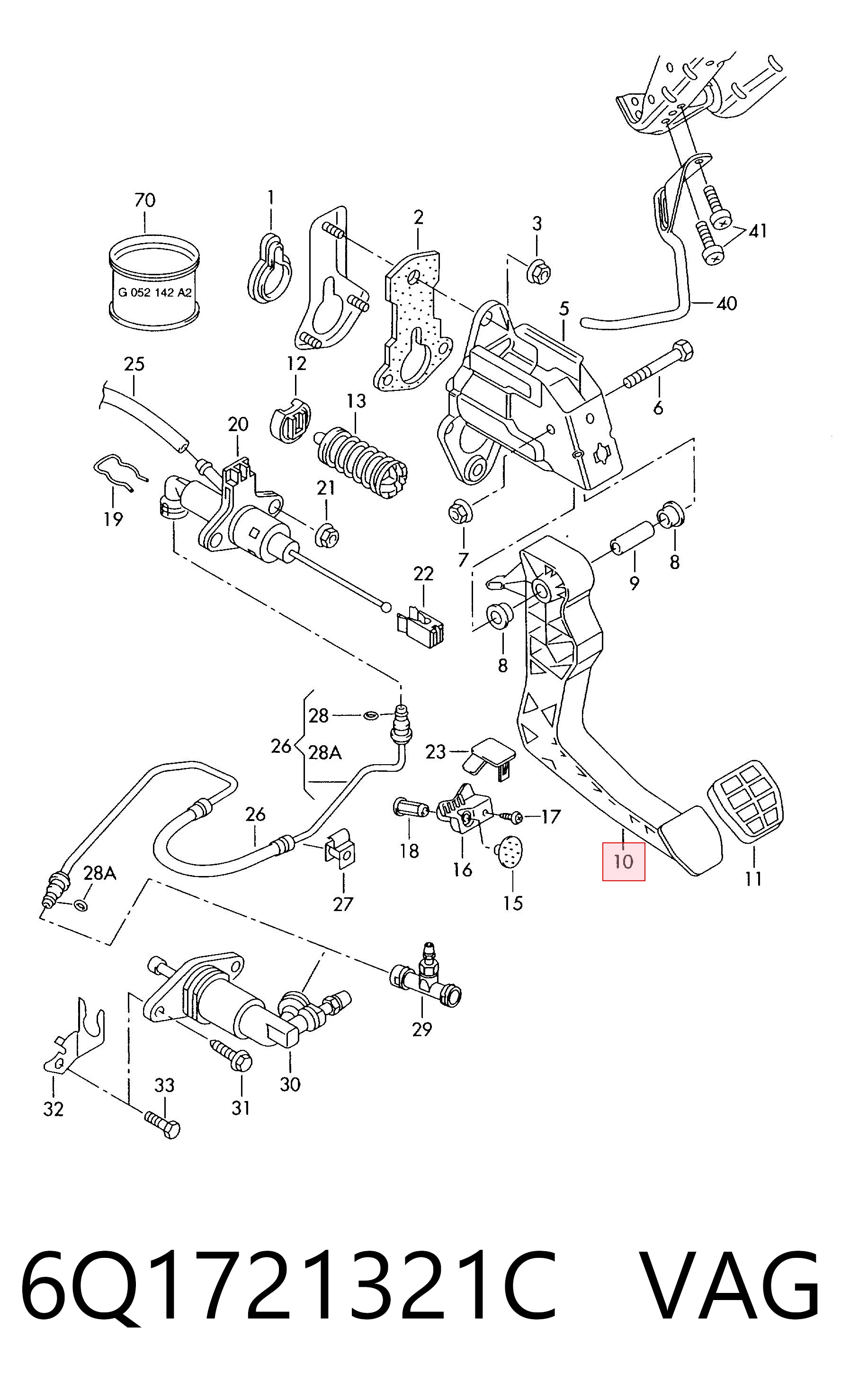 Pedał sprzęgła do Volkswagen Polo IV 9N, 9A