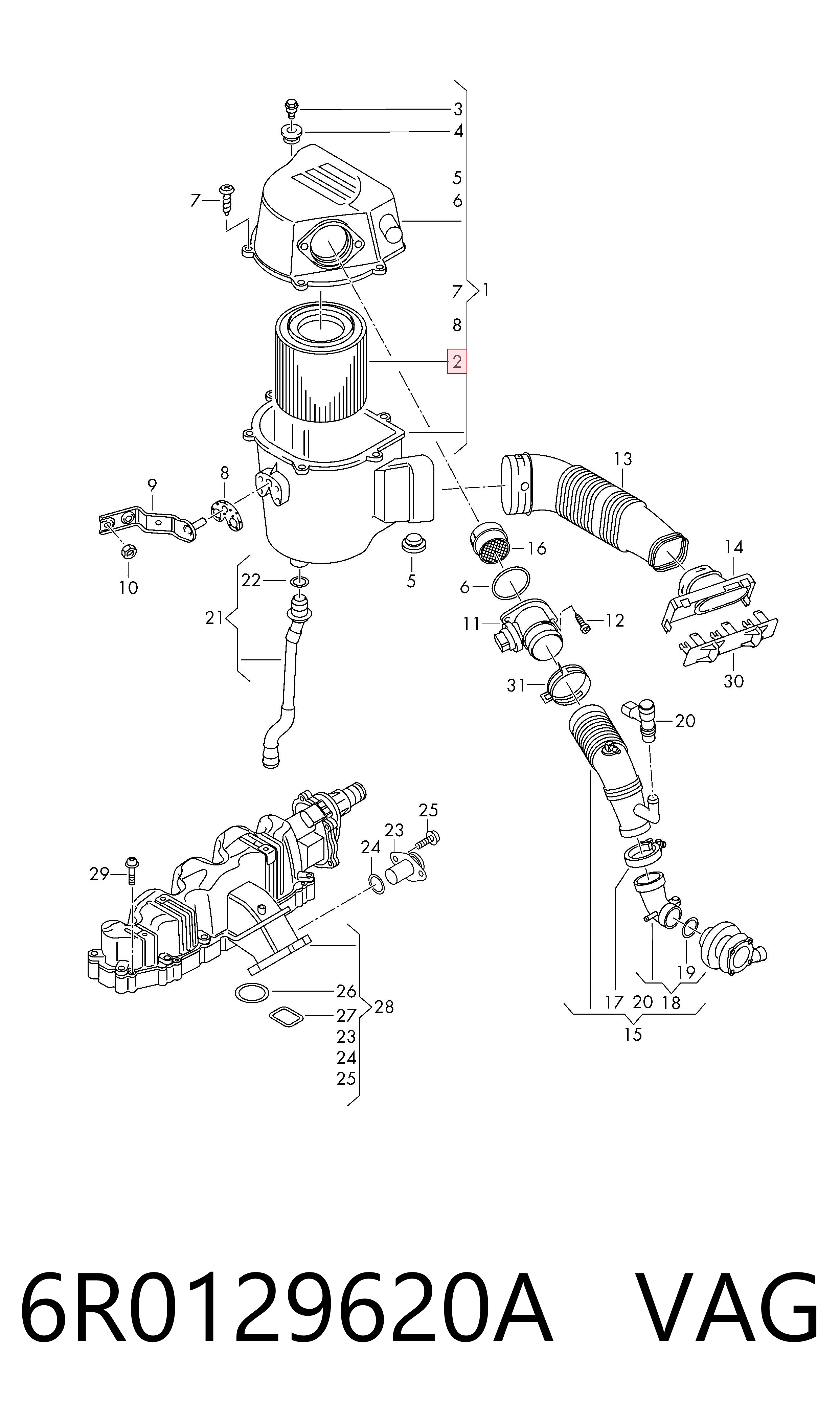 Filtr powietrza 6R0129620A VAG