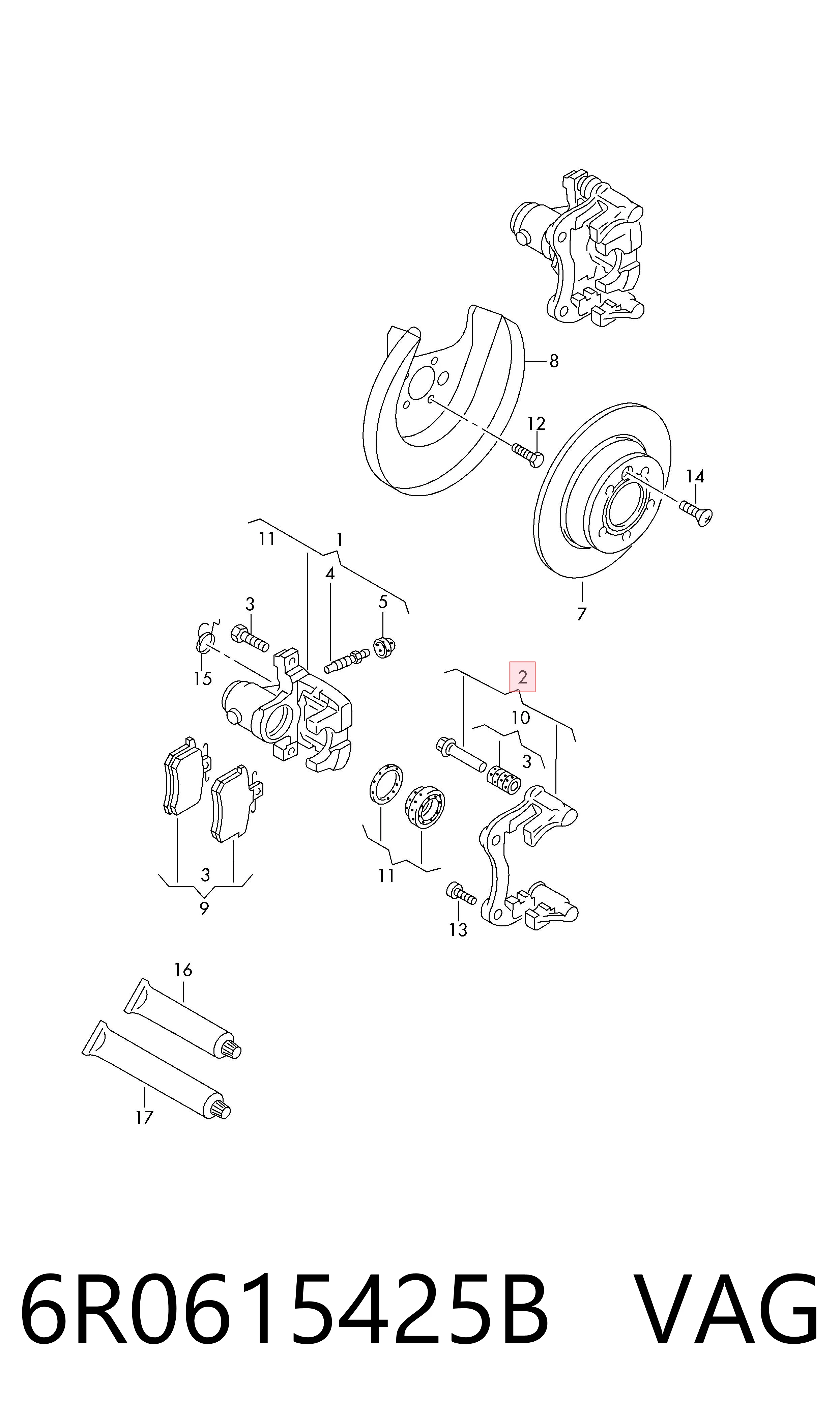 Jarzmo zacisku hamulcowego tylnego do Volkswagen Polo V 6R1, 6C1