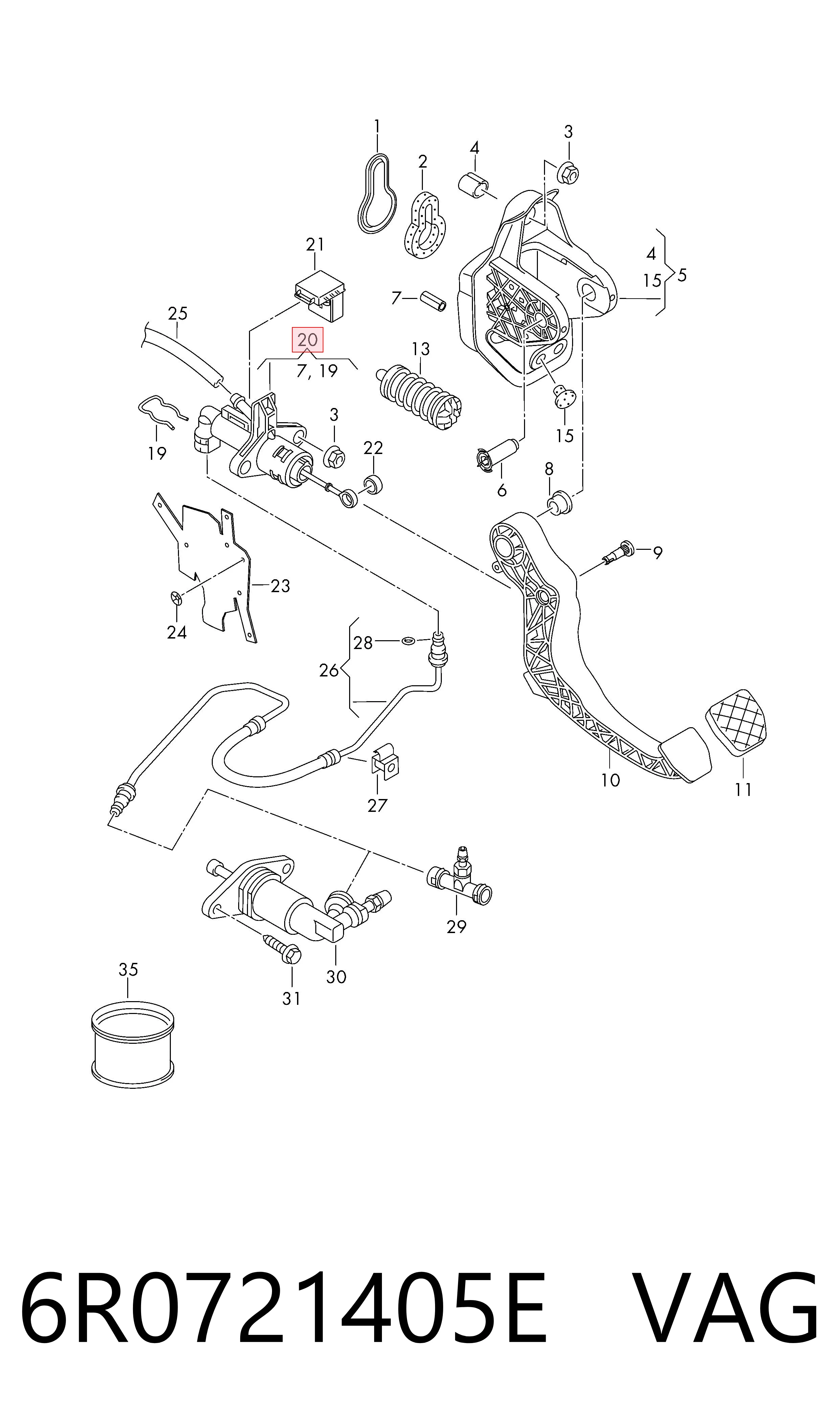 Cylinder sprzęgła główny 6R0721405E VAG
