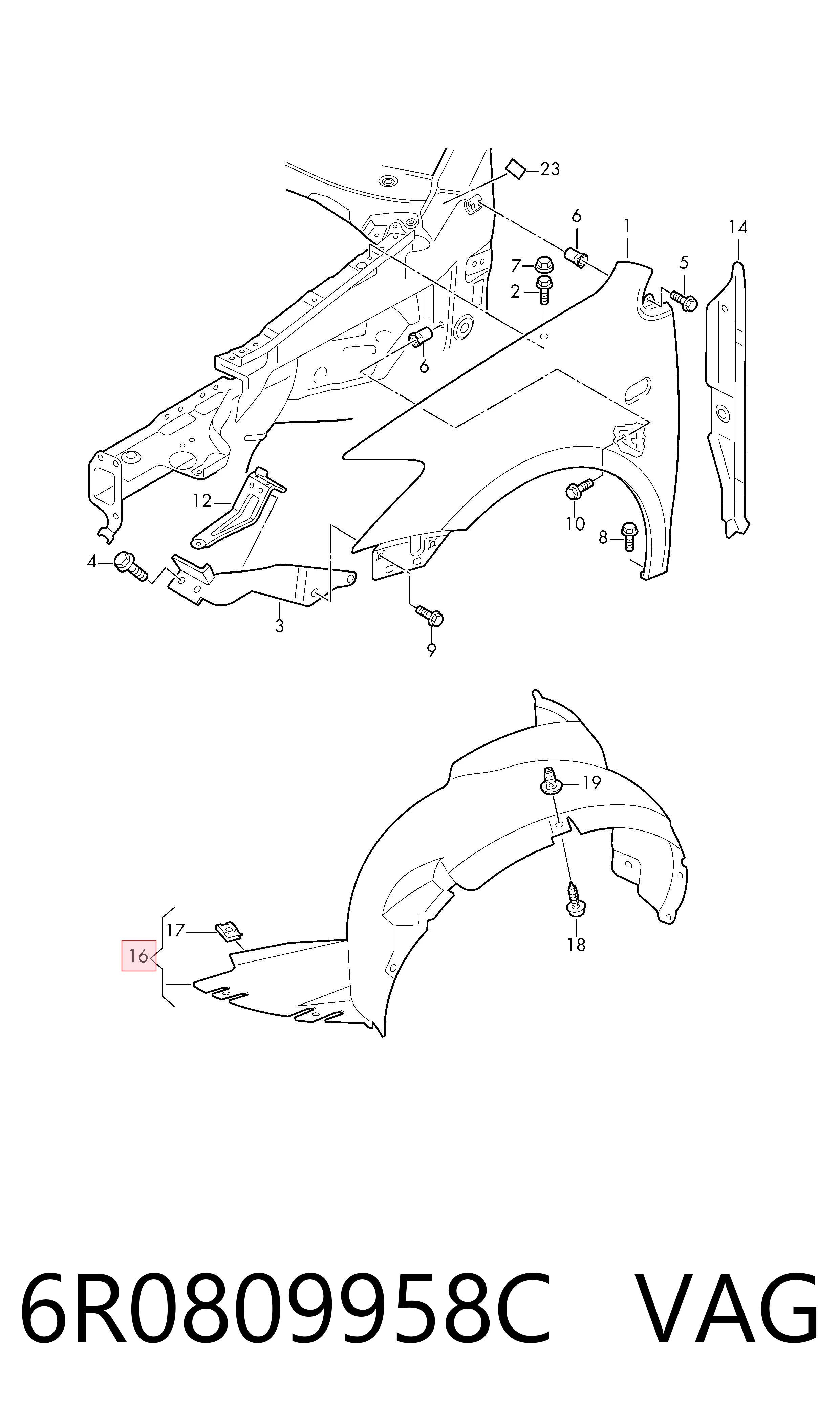 Nadkole błotnika przedniego prawe Volkswagen Polo V hatchback (6R1, 6C1) (2009 - 2022) cena, od 23,67 USD