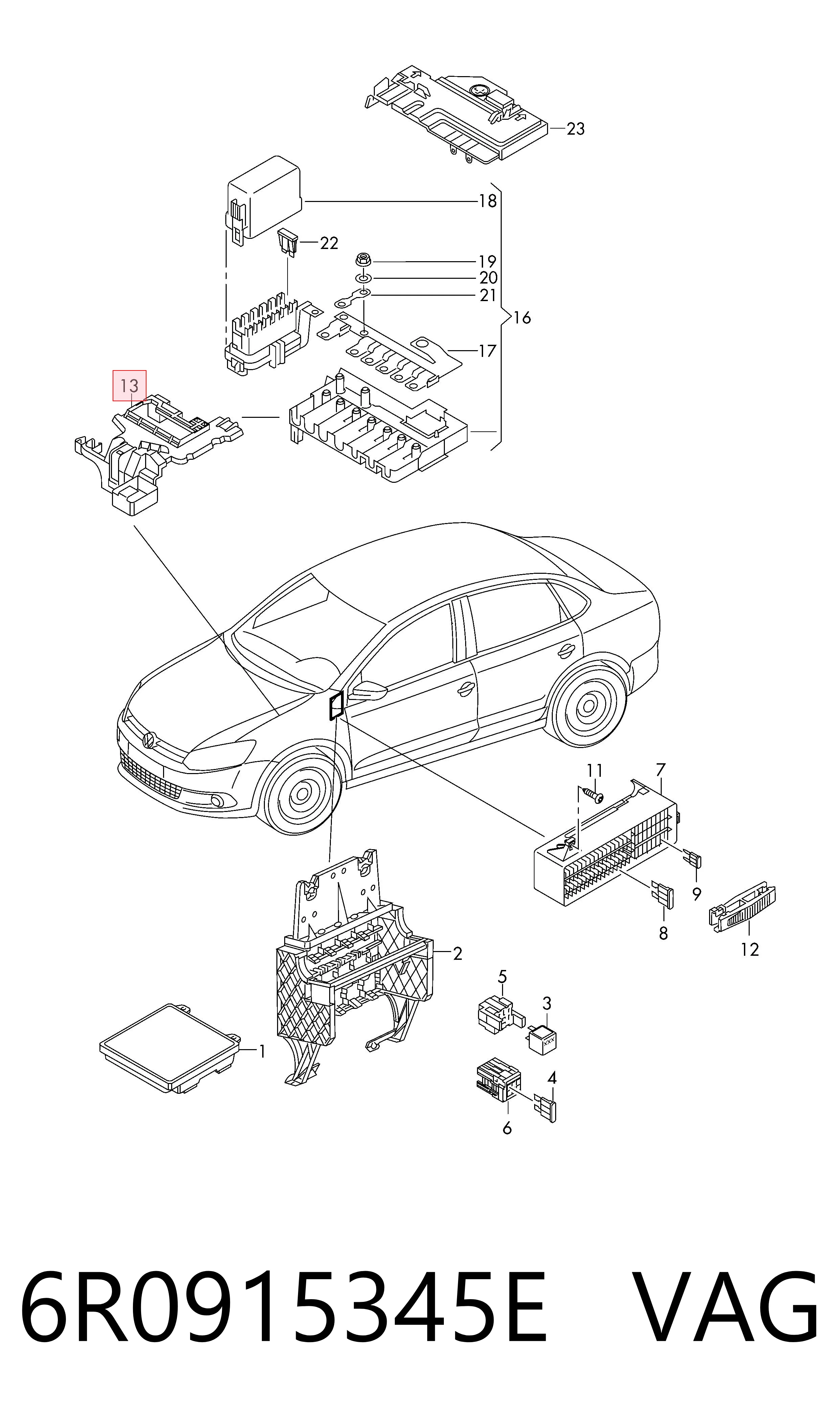 Skrzynka bezpieczników do Volkswagen Polo V 6R1, 6C1