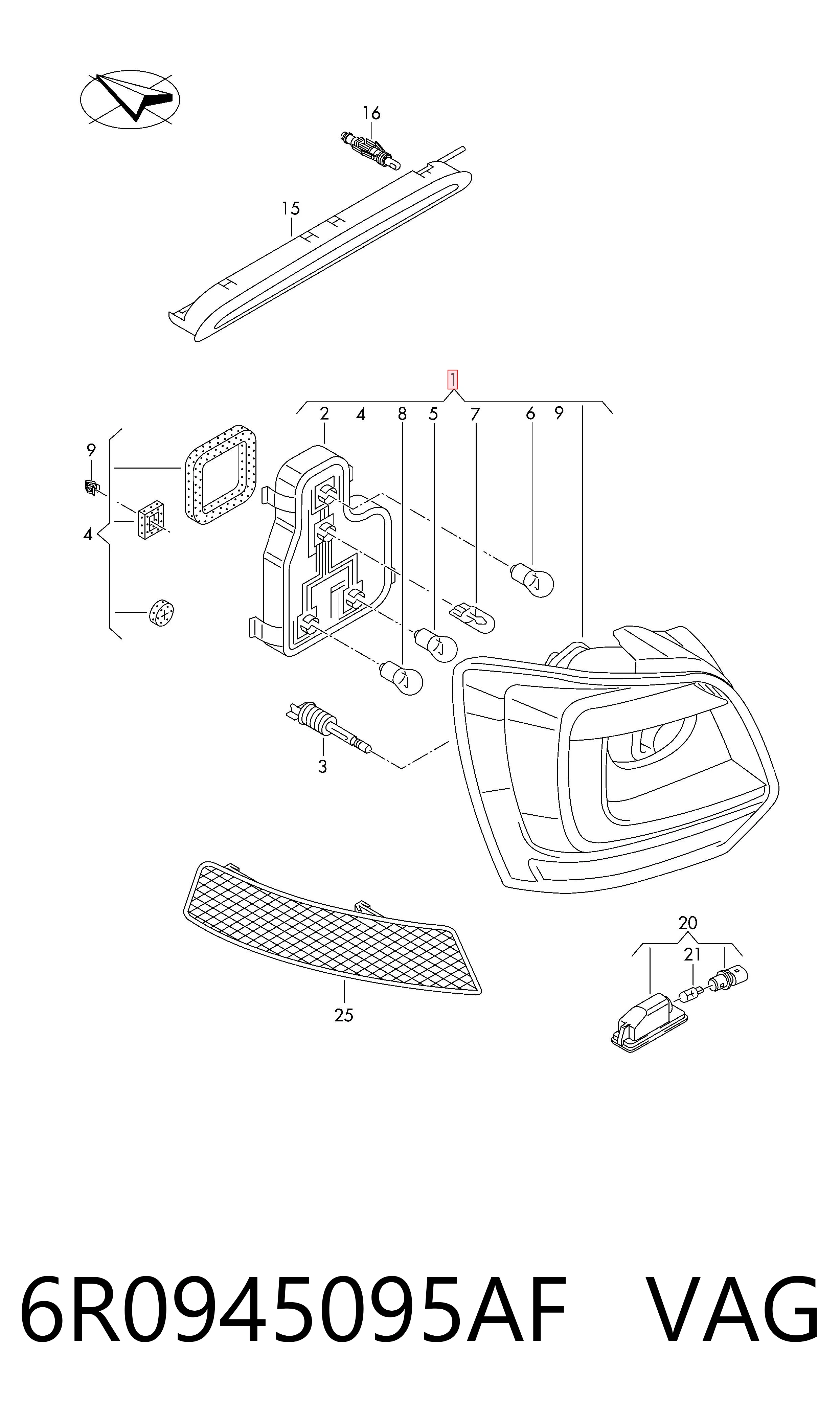  Lampa zespolona tylna lewa Volkswagen Polo 5