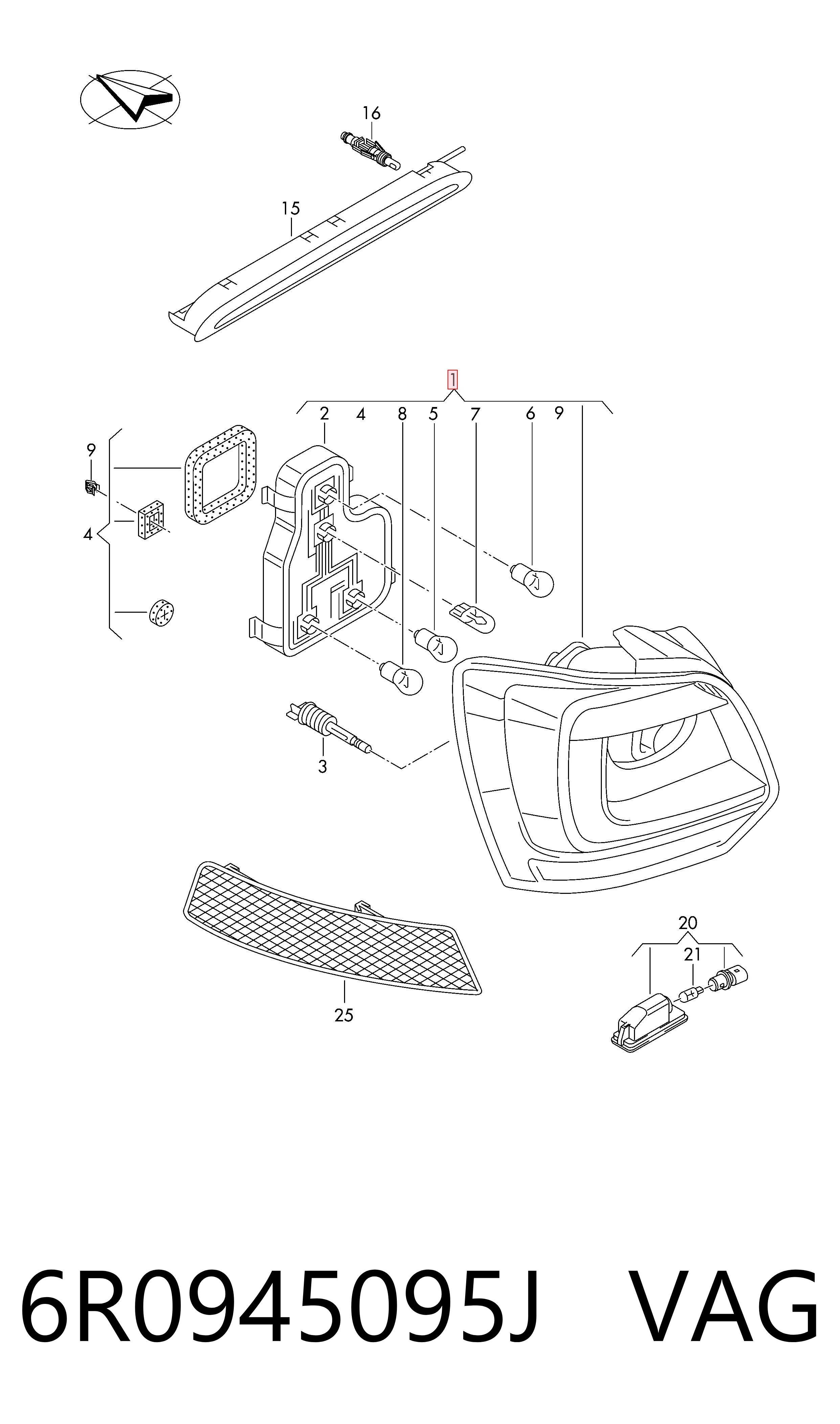 Do koszyka Lampa zespolona tylna lewa Volkswagen Polo V 6R1, 6C1