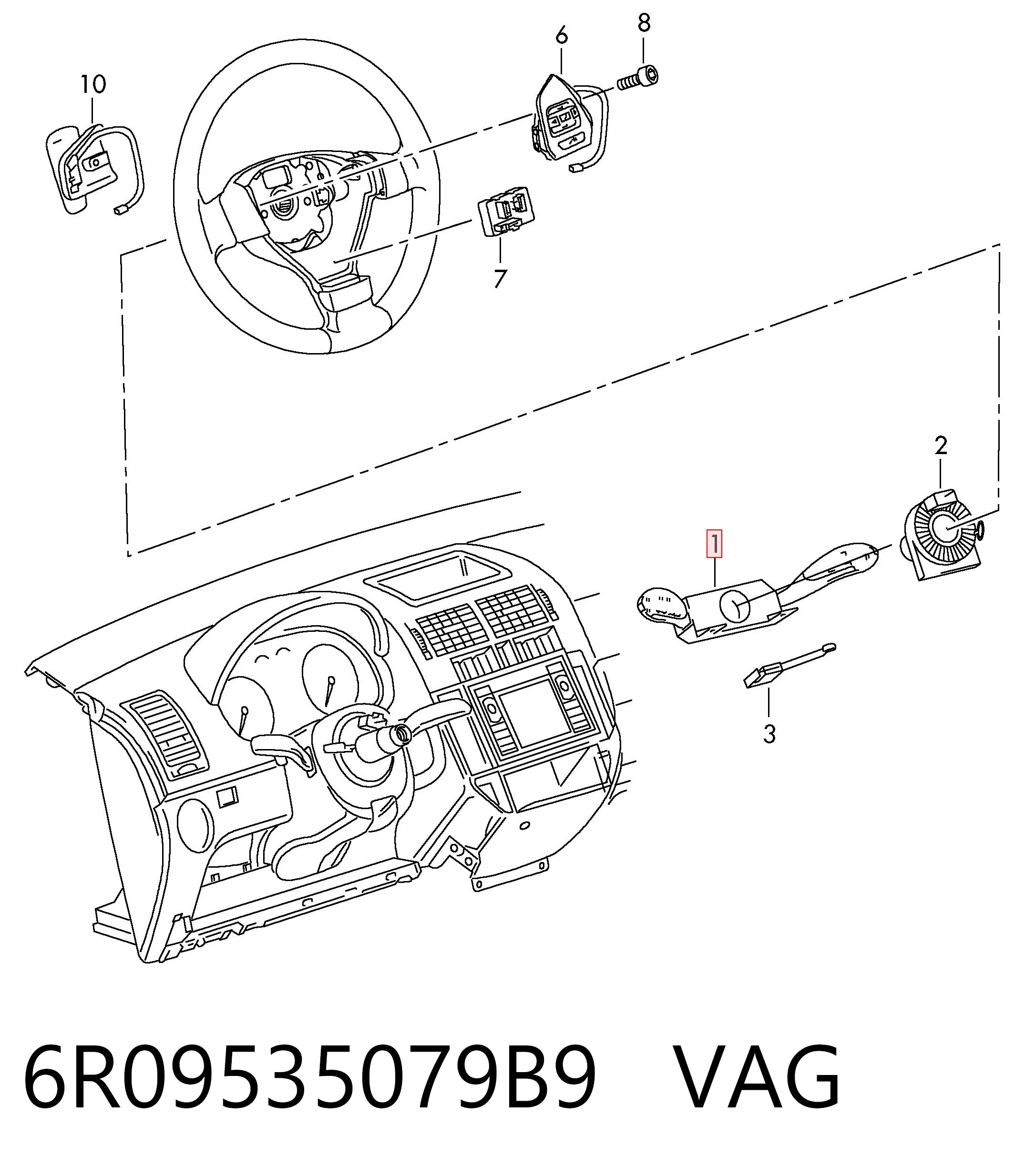 Przełącznik zespolony, w komplecie VAG 6R09535079B9 cena, od 128,32 USD