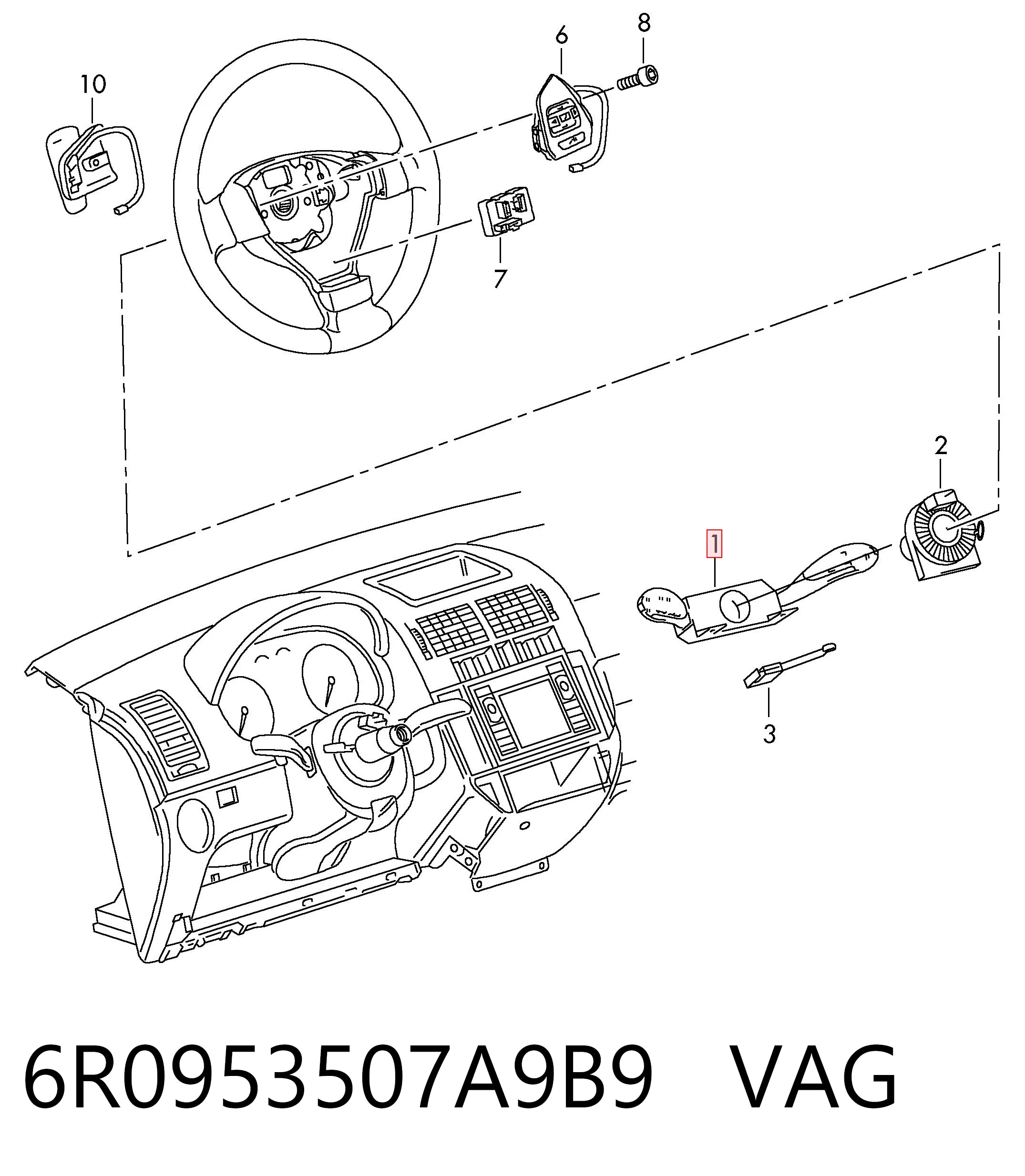 Przełącznik zespolony, w komplecie VAG 6R0953507A9B9 cena, od 93,80 USD