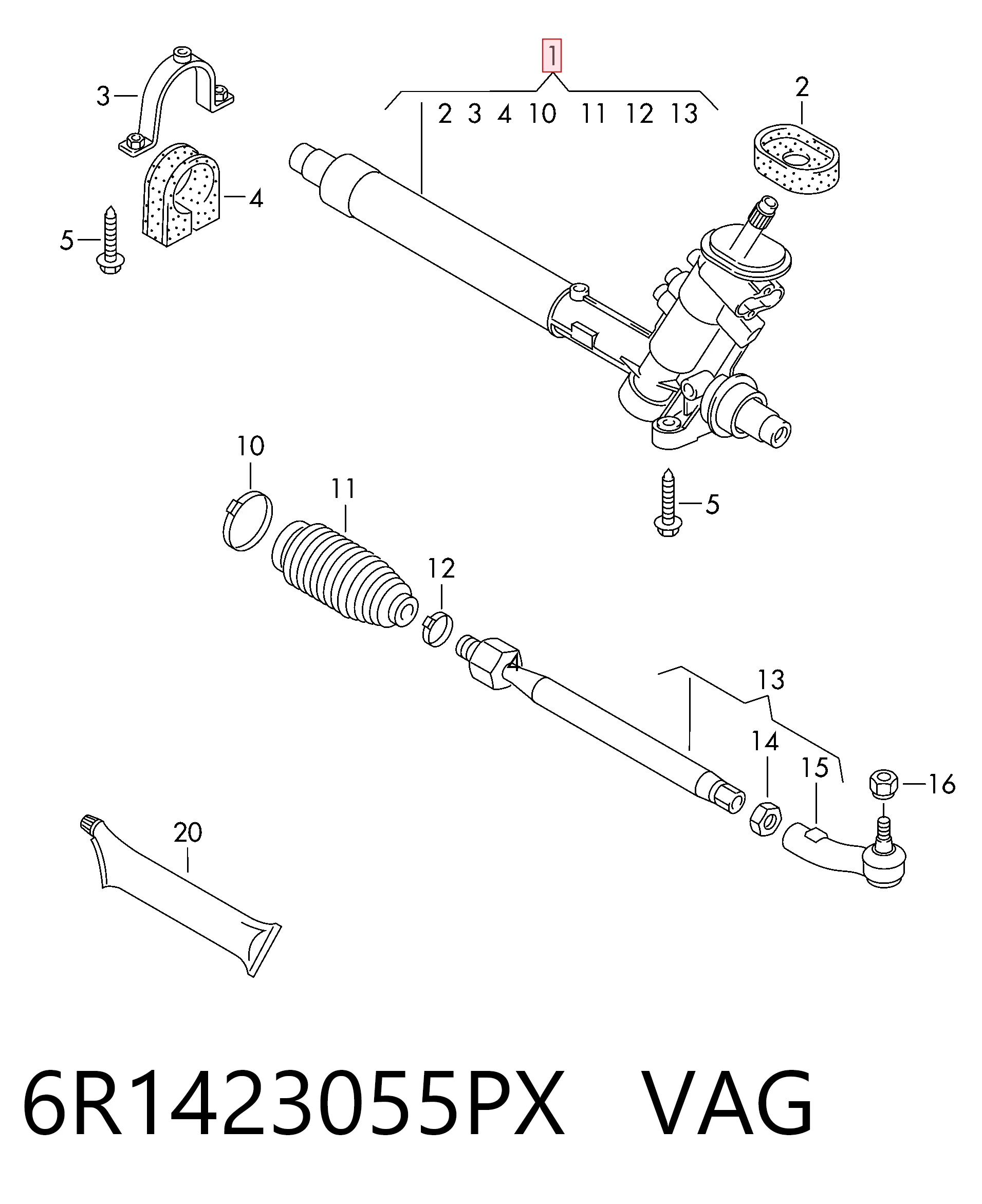 Listwa kierownicza (maglownica) do Audi A2  8Z0