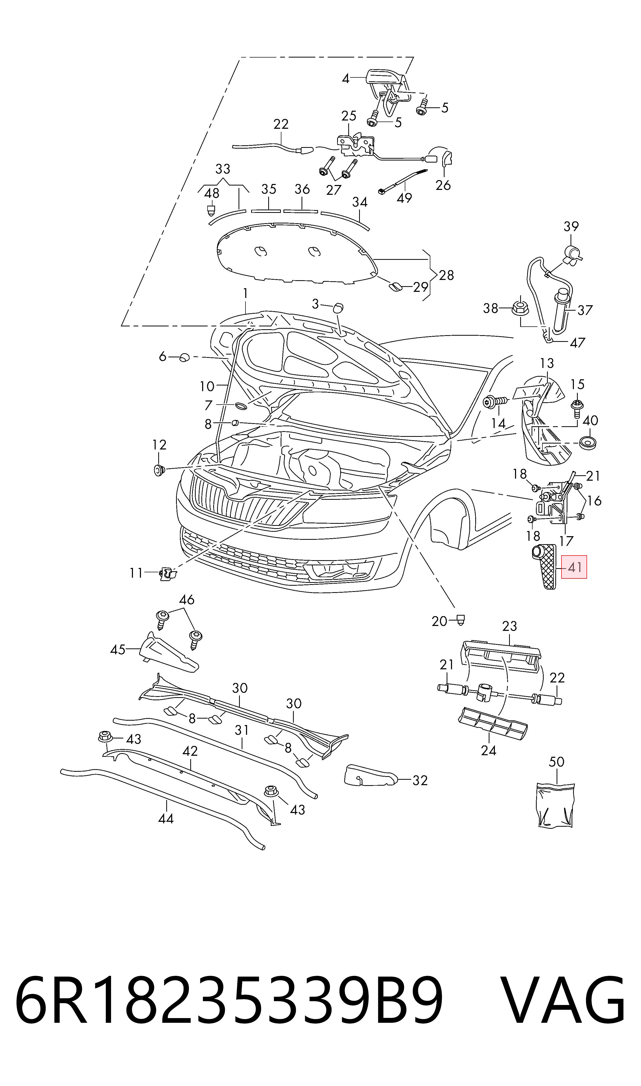 Rączka otwierania maski VAG 6R18235339B9 cena, od 33,71 USD