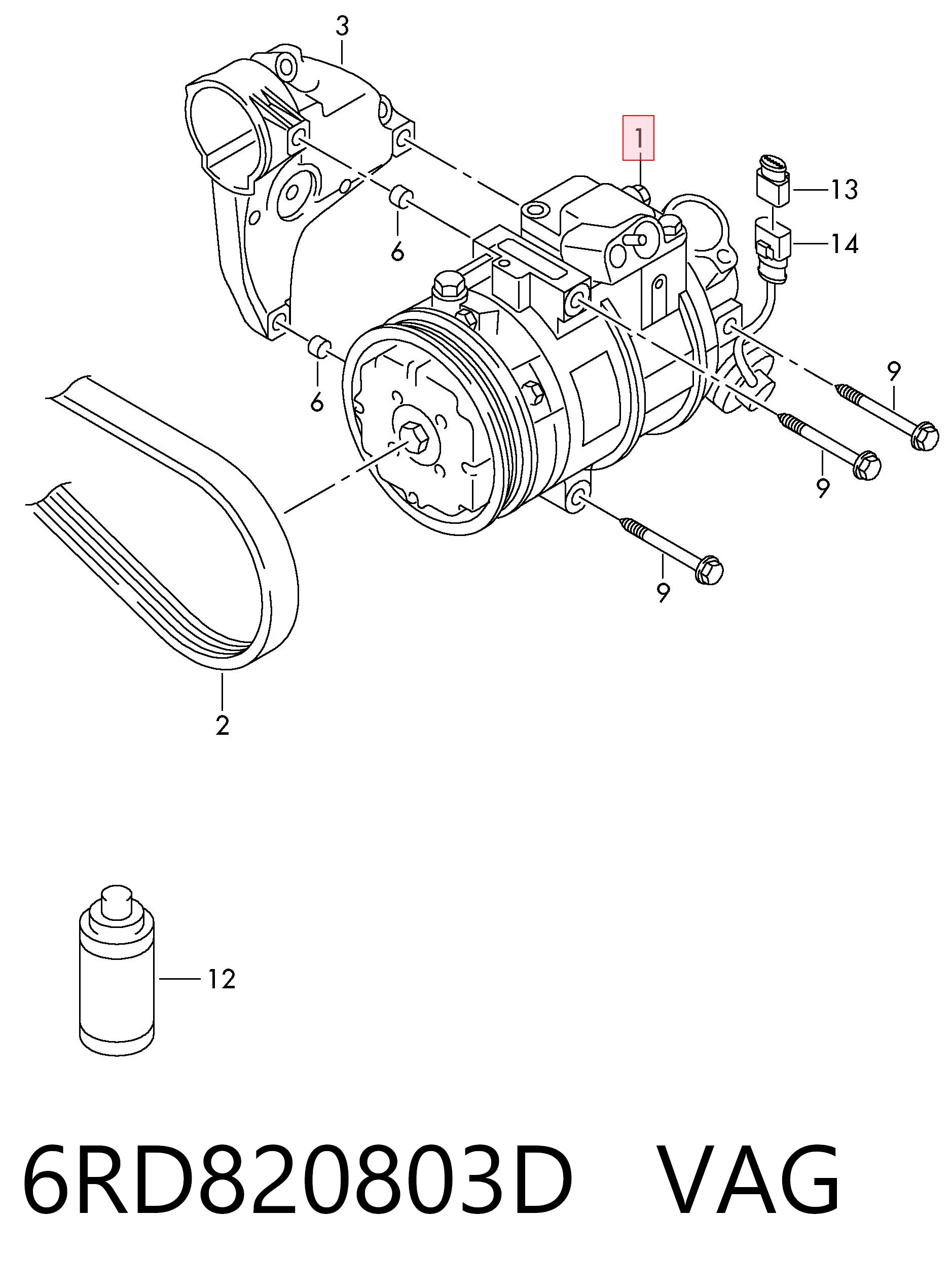 6RD820803D VAG Sprężarka klimatyzacji