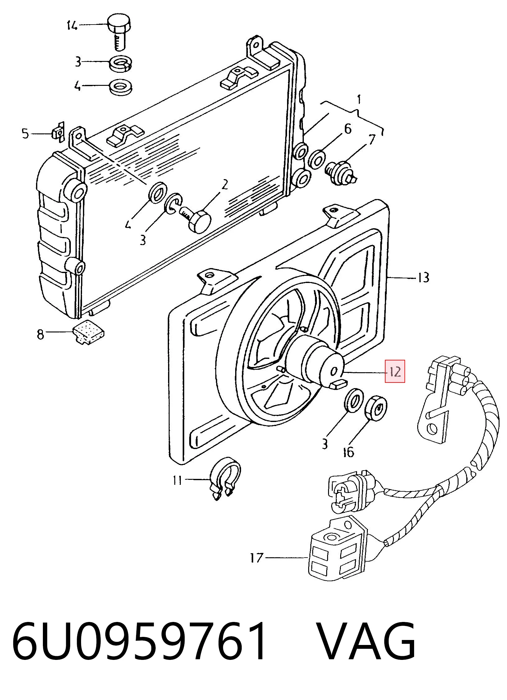 Wentylator elektryczny układu chłodzenia kompletny (silnik+wirnik) Volkswagen Caddy II ulec poprawie (9U7) (1996 - 2004) cena, od 57,20 USD