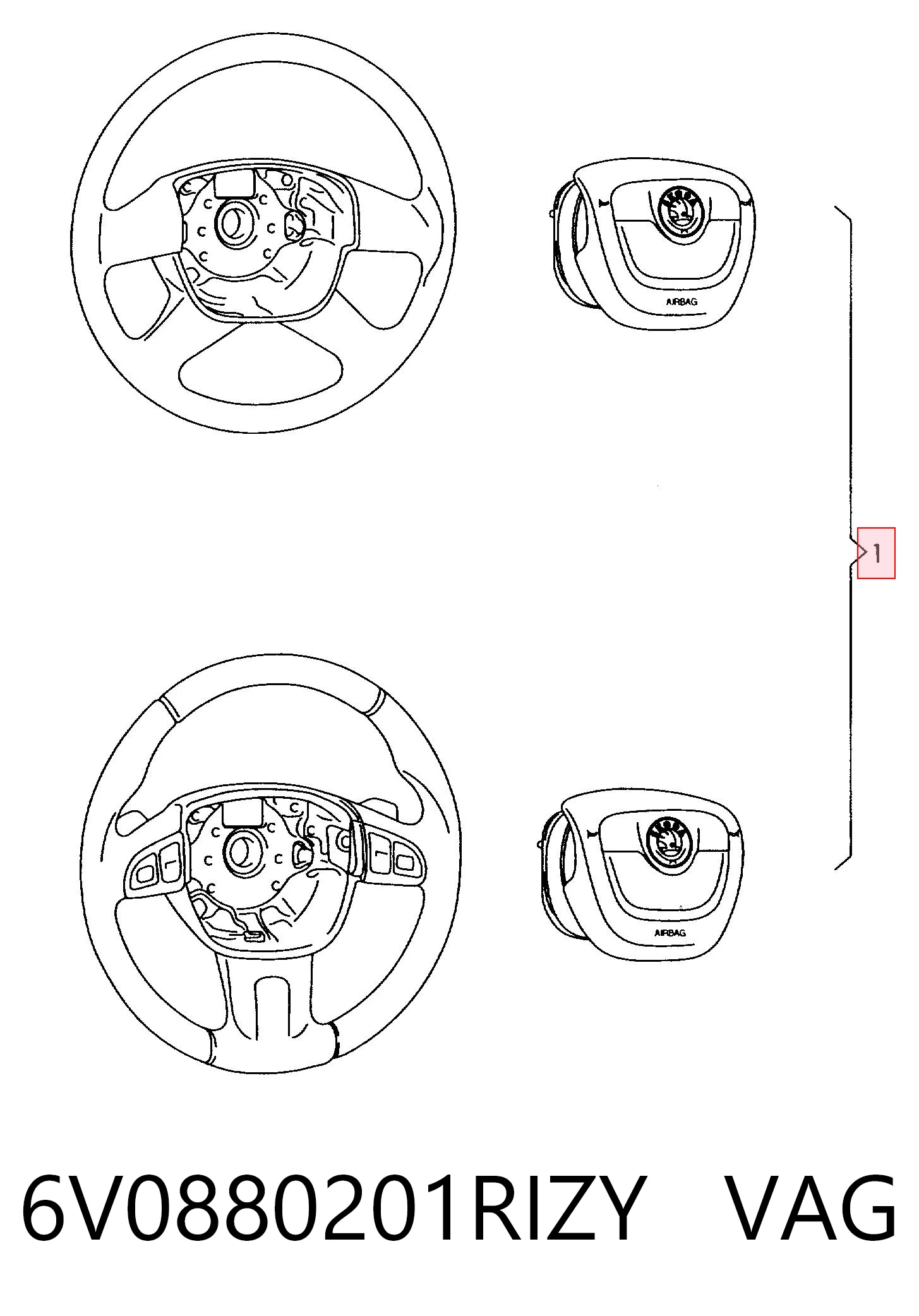 6V0880201RIZY VAG Poduszka powietrzna (Airbag) kierowcy