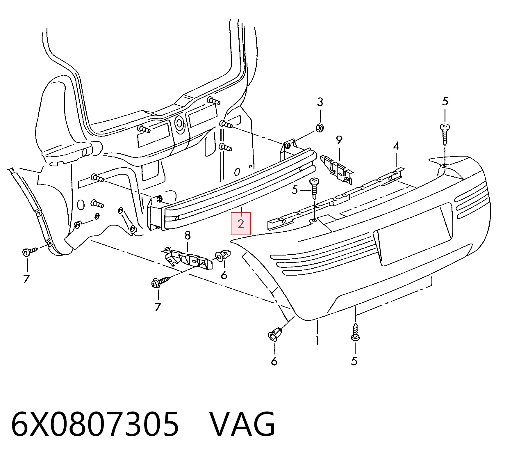 Wzmocnienie zderzaka tylnego do Volkswagen Lupo  6X, 6E