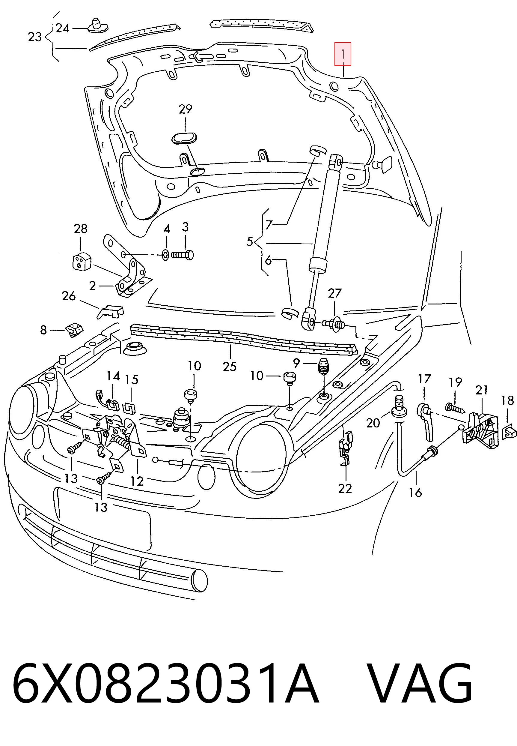 Maska silnika Volkswagen Lupo hatchback (6X, 6E) (1998 - 2005) cena, od 203,57 USD