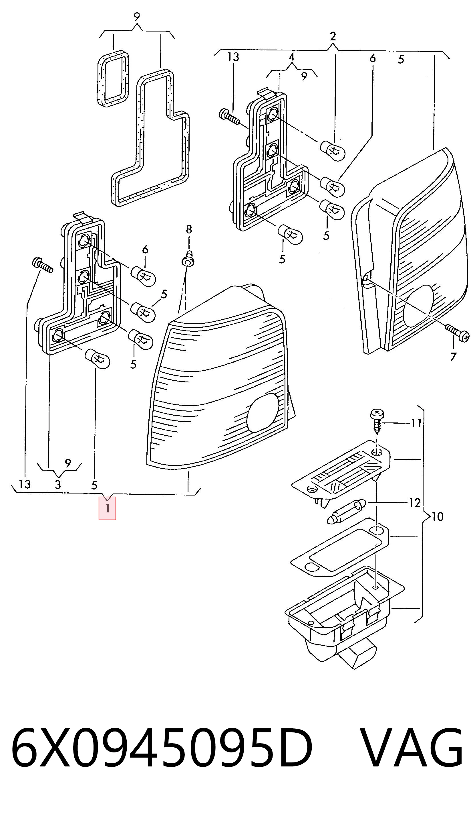 Lampa zespolona tylna lewa Volkswagen Lupo hatchback (6X, 6E) (1998 - 2005) cena, od 68,43 USD