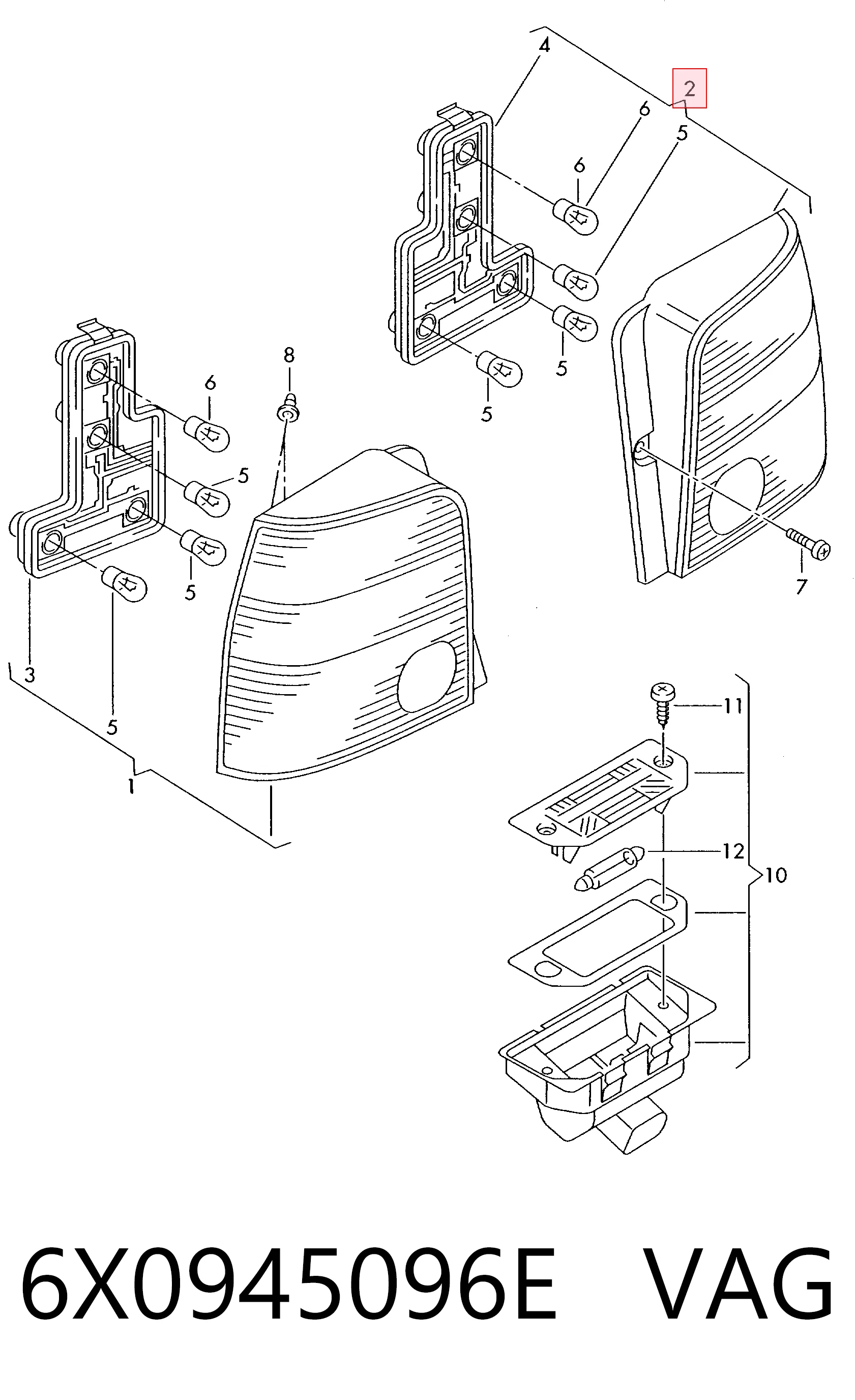 Lampa zespolona tylna prawa do Volkswagen Lupo  6X, 6E