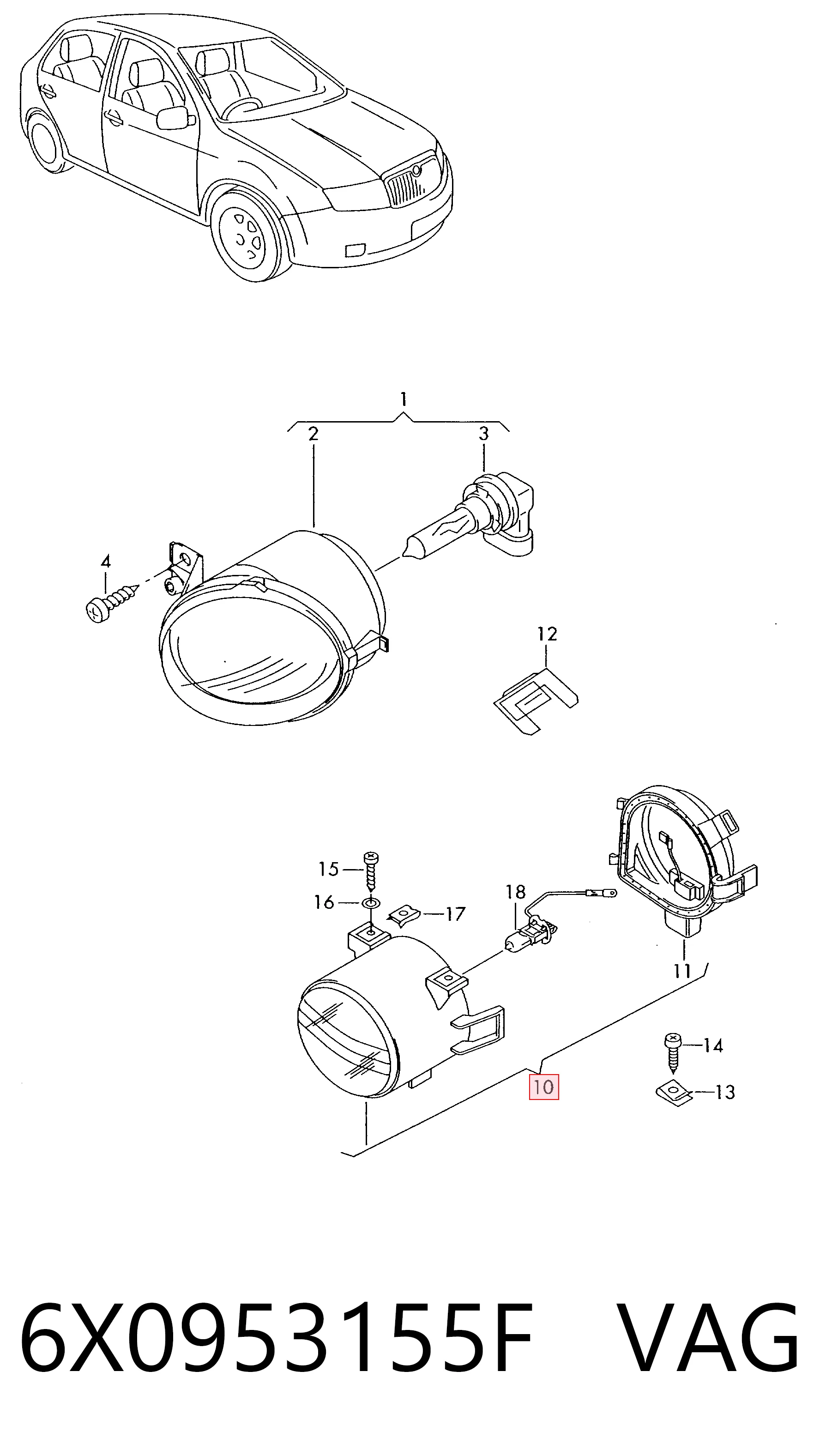  Lampa przeciwmgielna lewa Skoda Felicia 2