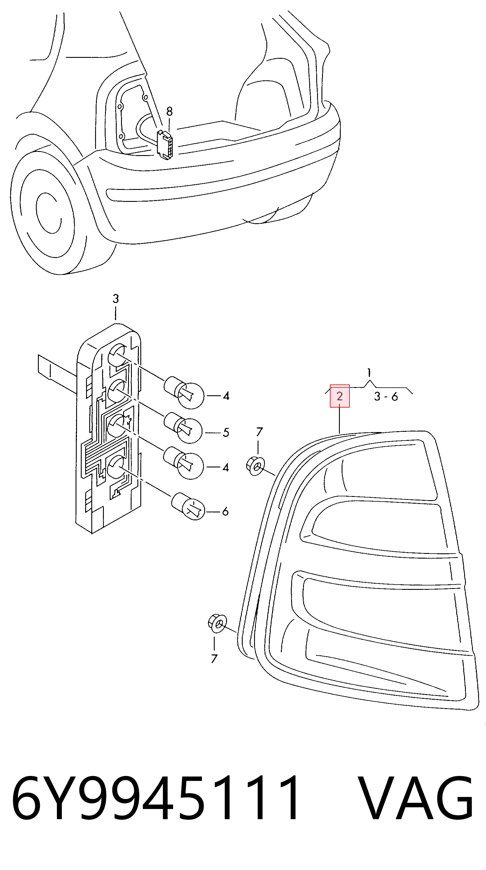 Lampa zespolona tylna lewa Skoda Fabia I kombi (6Y5) (2000 - 2007) cena, od 47,27 USD