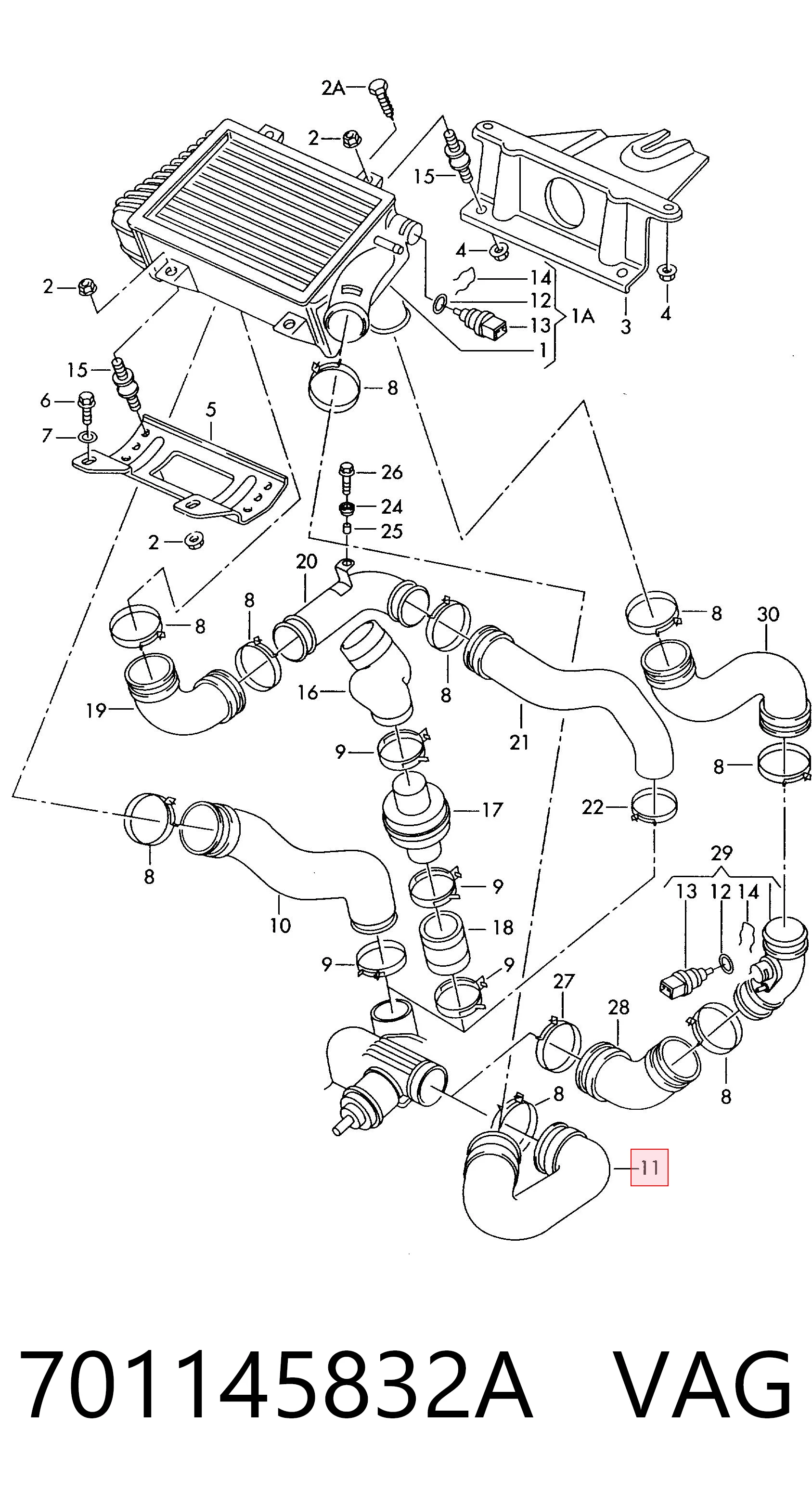 701145832A VAG Przewód (króciec) intercoolera