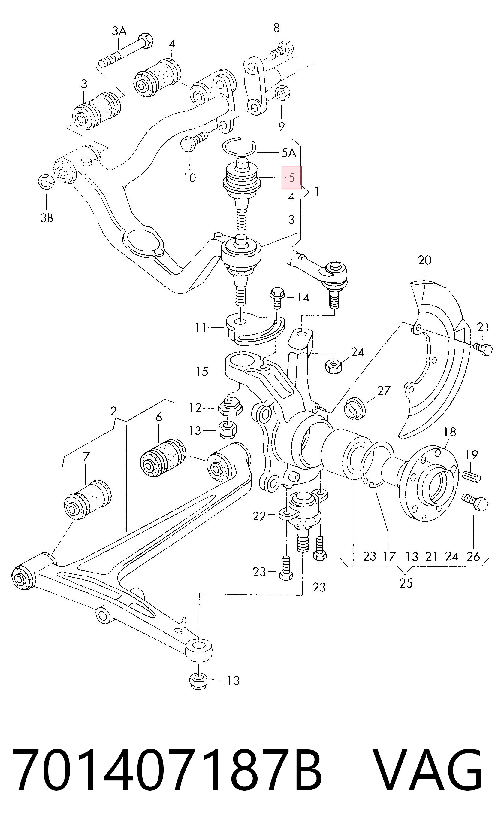 701407187B VAG Sworzeń wahacza górny