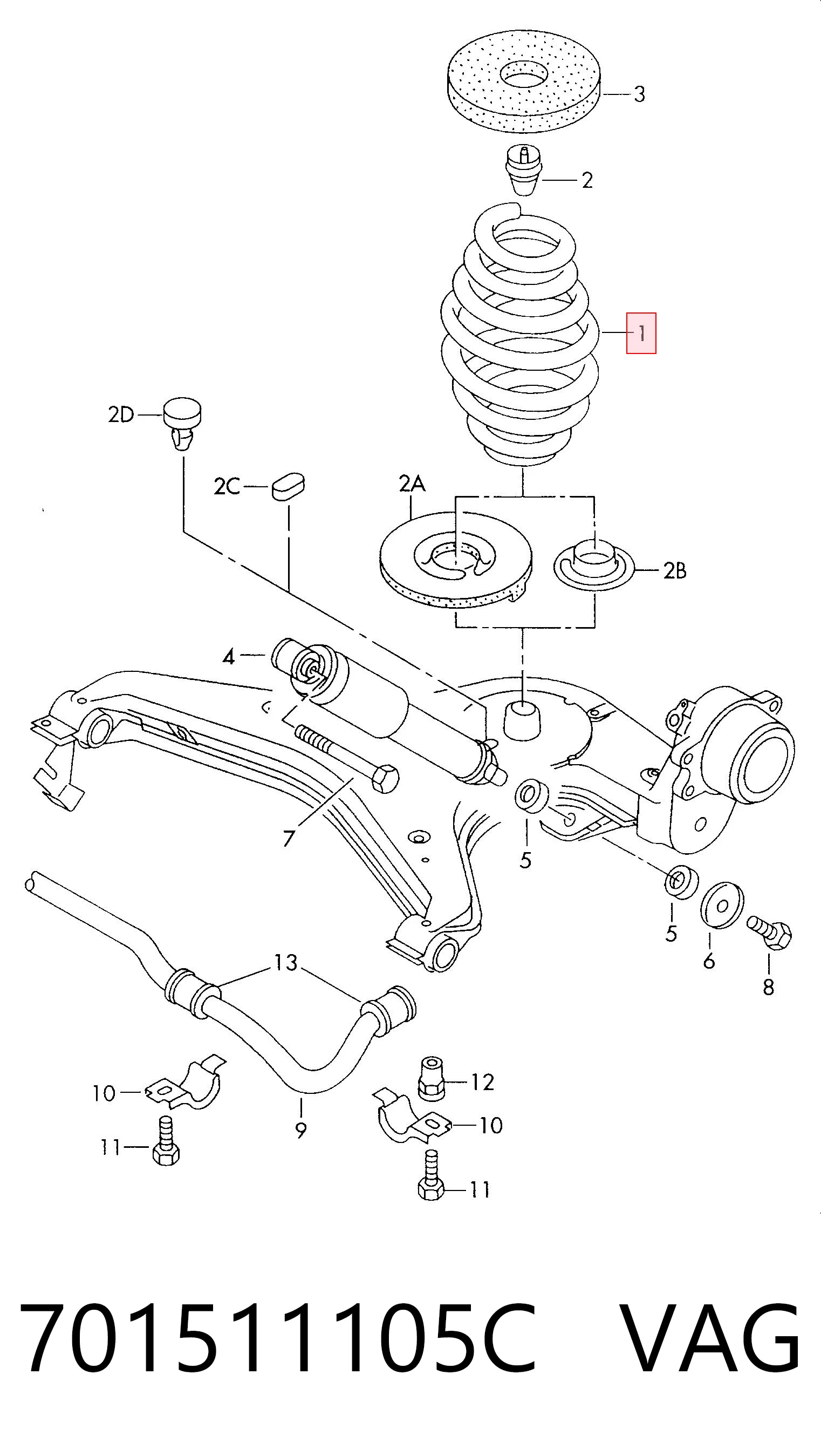 701511105C VAG Sprężyna tylna