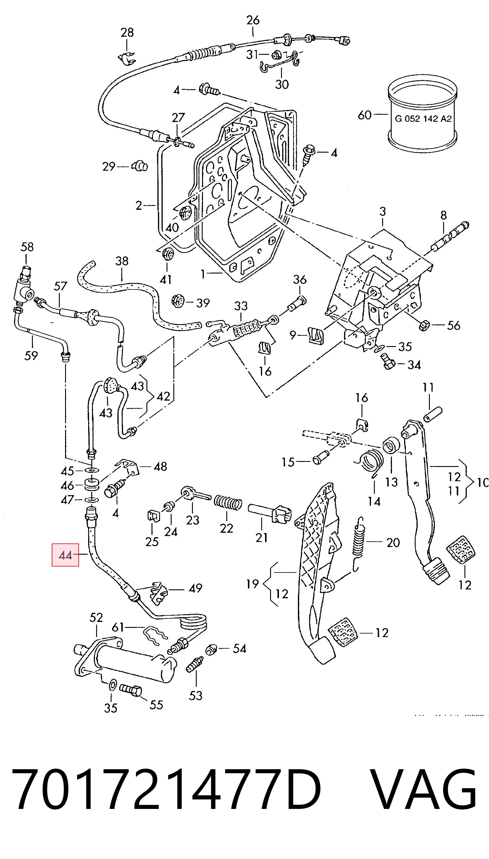 Przewód sprzęgła do Volkswagen Transporter T4 70B, 70C, 7DB, 7DK, 70J, 70K, 7DC, 7DJ