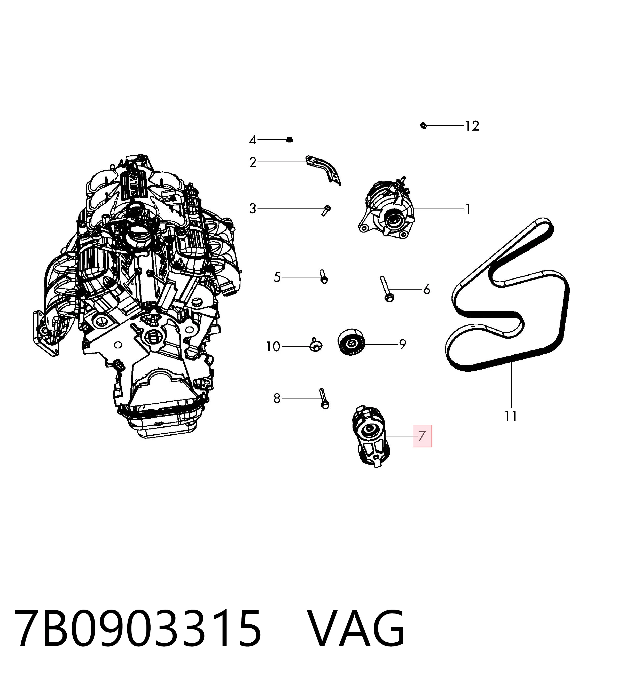 7B0903315 VAG Napinacz paska napędowego