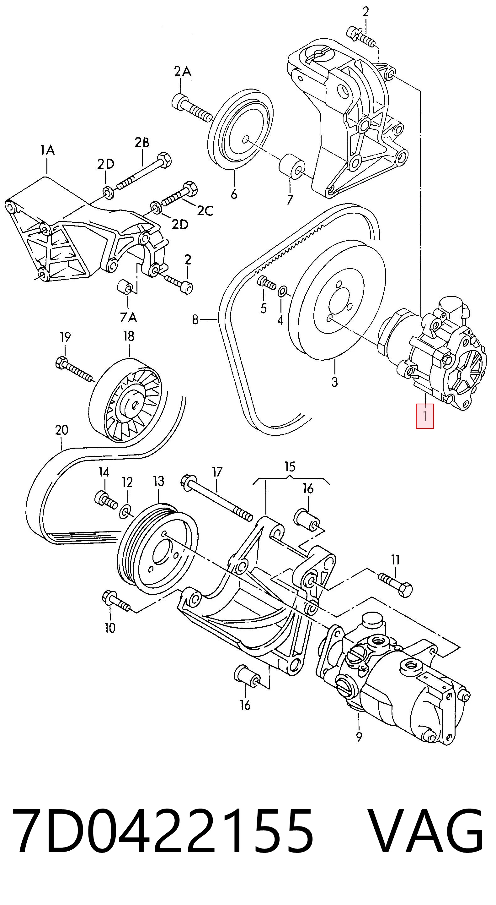 7D0422155 VAG Pompa wspomagania hydraulicznego kierownicy