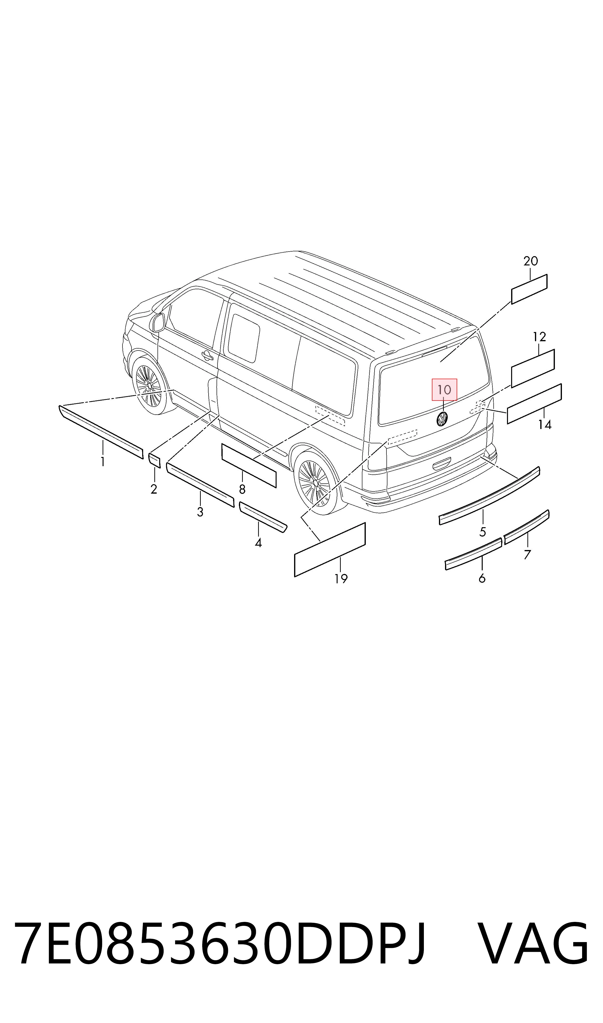 Emblemat na klapę bagaznika (znaczek firmowy) Volkswagen Transporter T6 awangarda (SGA, SGH, SHA, SHH) (2015 - 2024) cena, od 75,97 USD