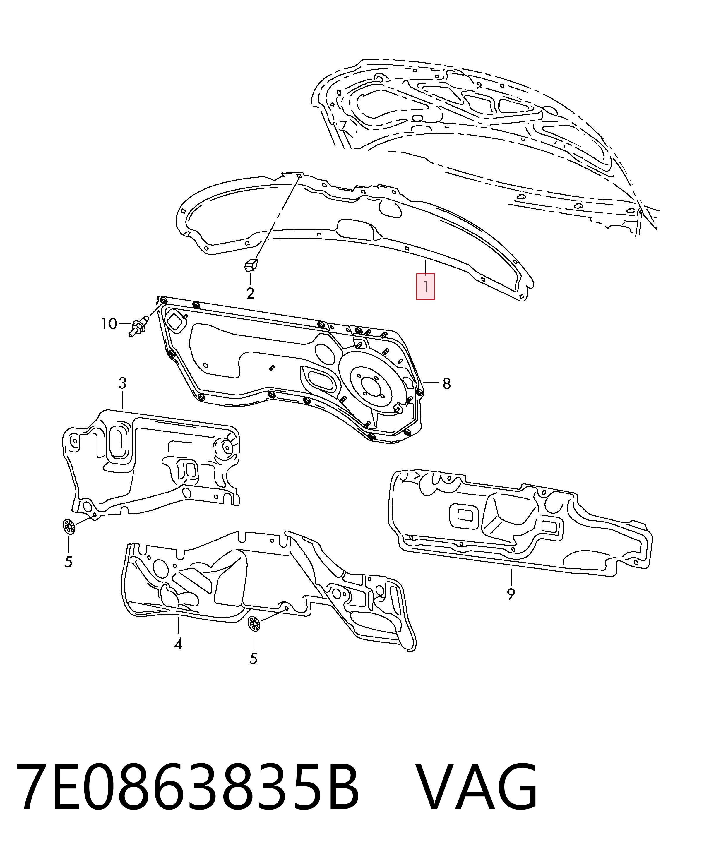 Kupić Wygluszenie maski Volkswagen Transporter  SGA, SGH, SHA, SHH w dobrej cenie