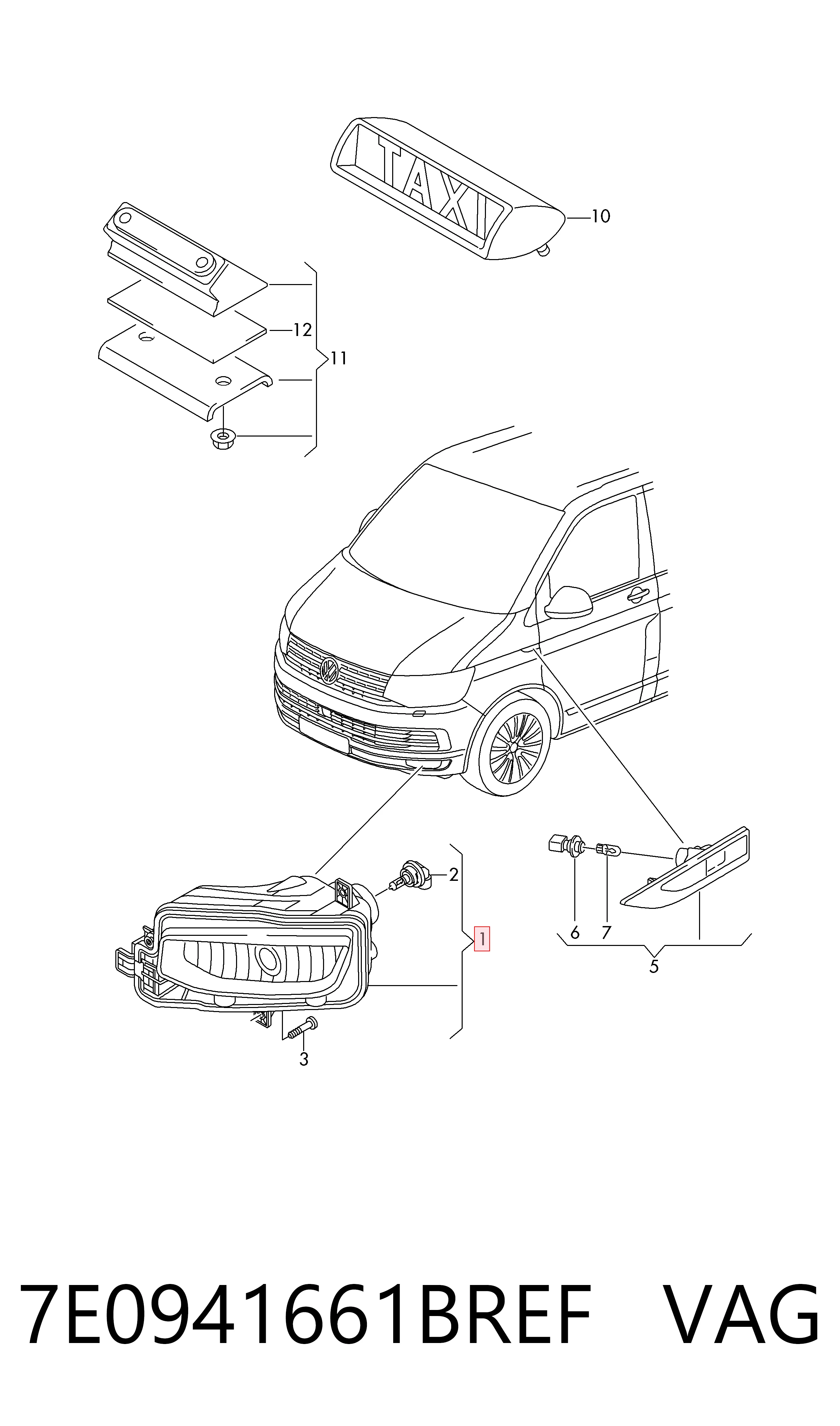 Lampa przeciwmgielna lewa Volkswagen Transporter T6 awangarda (SGA, SGH, SHA, SHH) (2015 - 2024) cena, od 51,29 USD