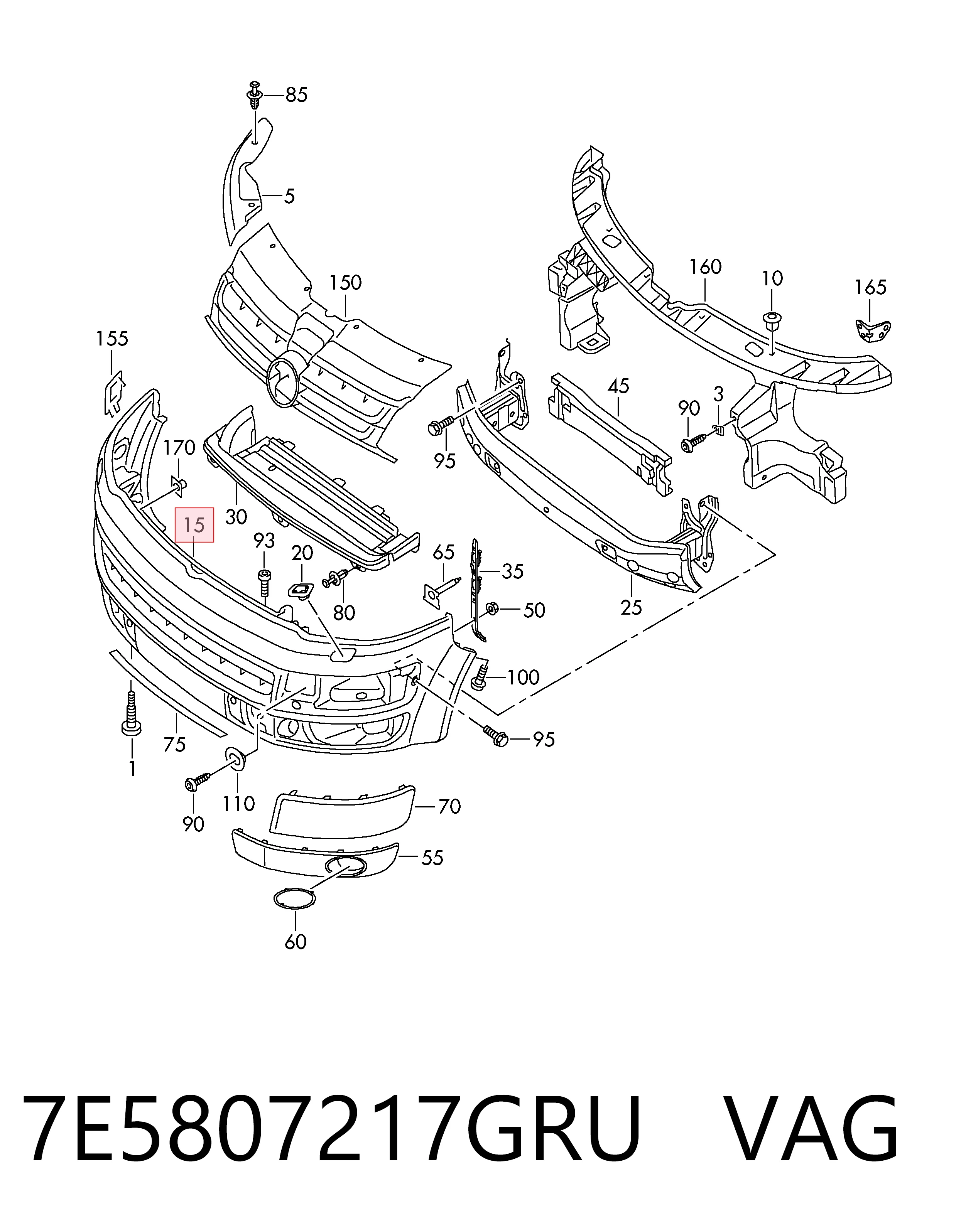 Zderzak przedni Volkswagen Multivan T5 minivan (7HM, 7HN, 7HF, 7EF, 7EM, 7EN) (2003 - 2016) cena, od 190,21 USD