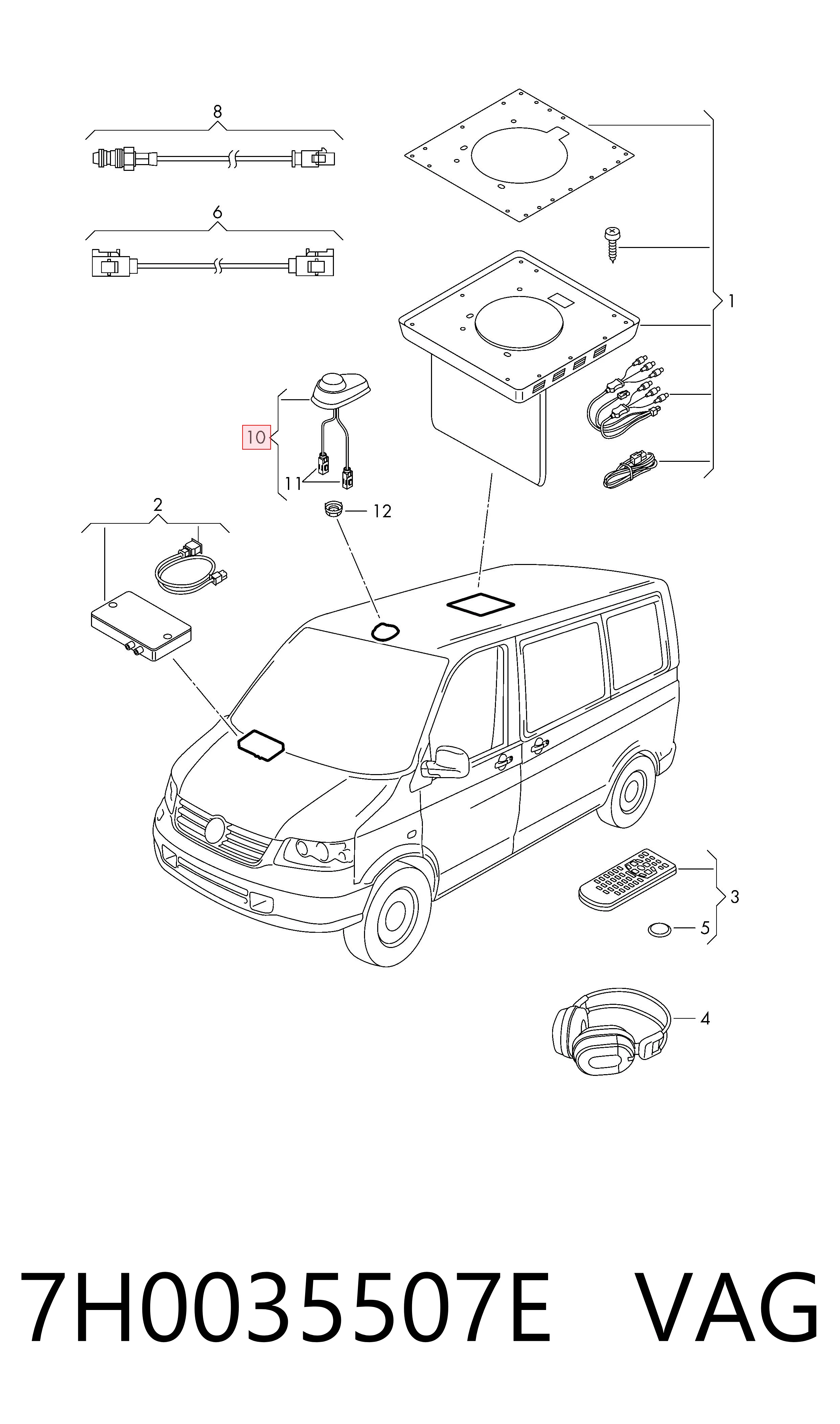 Antena do Volkswagen Multivan T5 7HM, 7HN, 7HF, 7EF, 7EM, 7EN