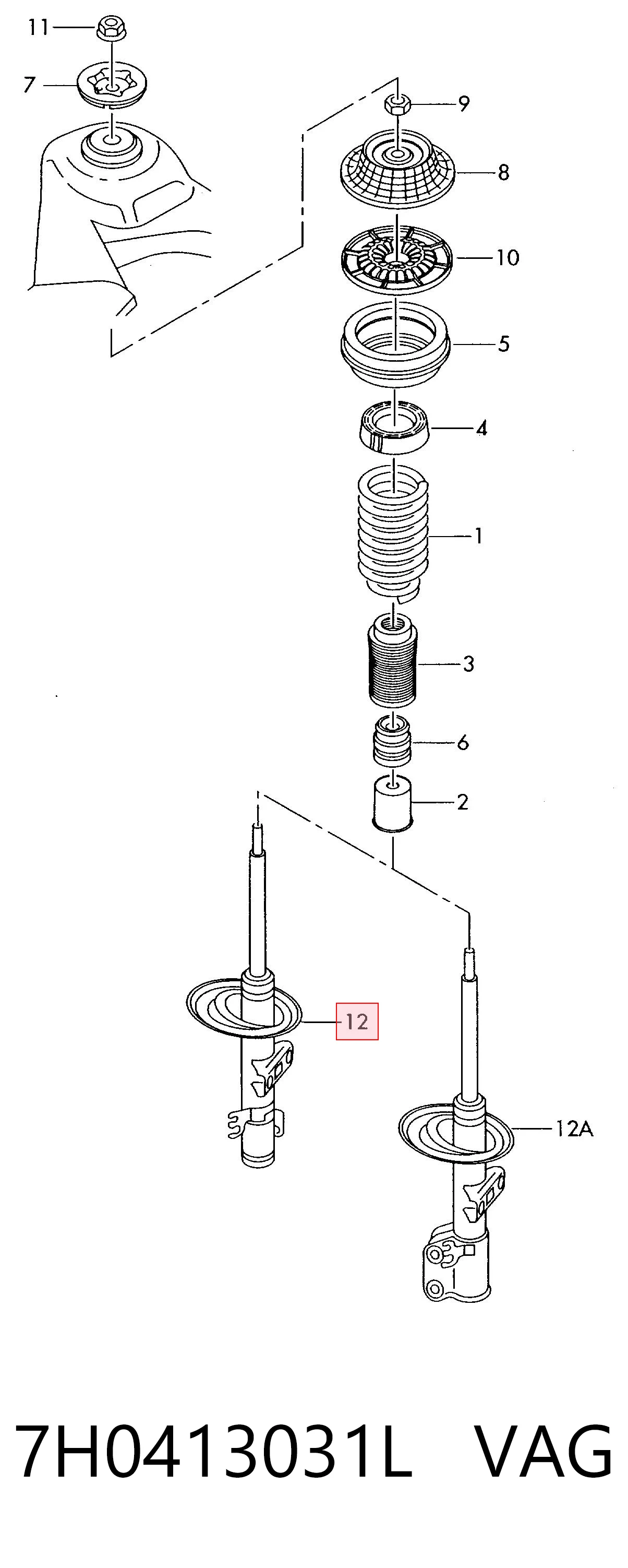 Do koszyka 7219G Magneti Marelli Amortyzator przedni