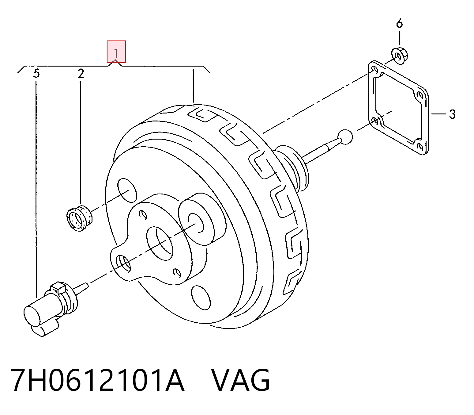 Wzmacniacz próżniowy hamulców do Volkswagen Multivan T5 7HM, 7HN, 7HF, 7EF, 7EM, 7EN
