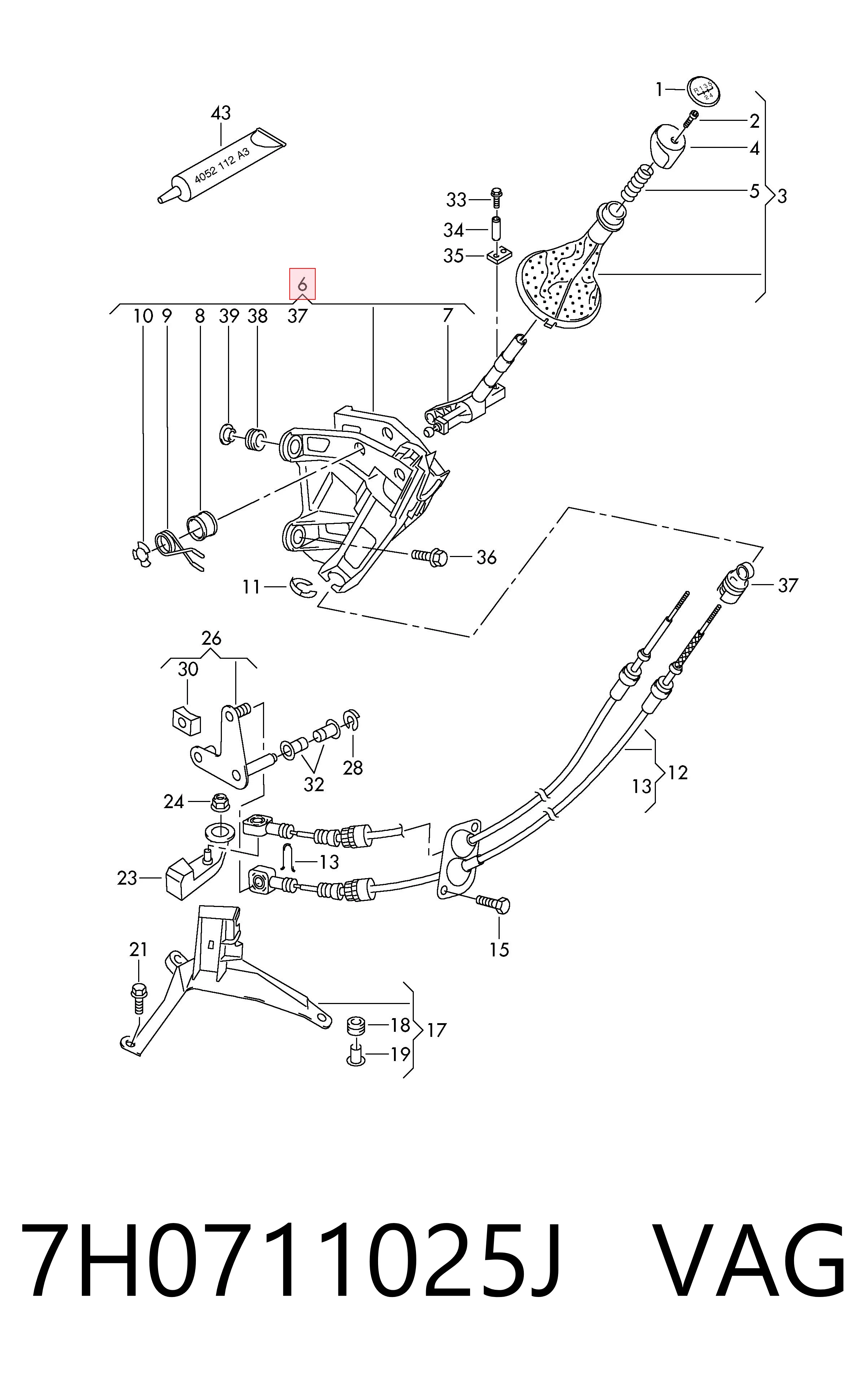 Mechanizm zmiany biegów (cięgno) do Volkswagen Transporter T6 SGA, SGH, SHA, SHH