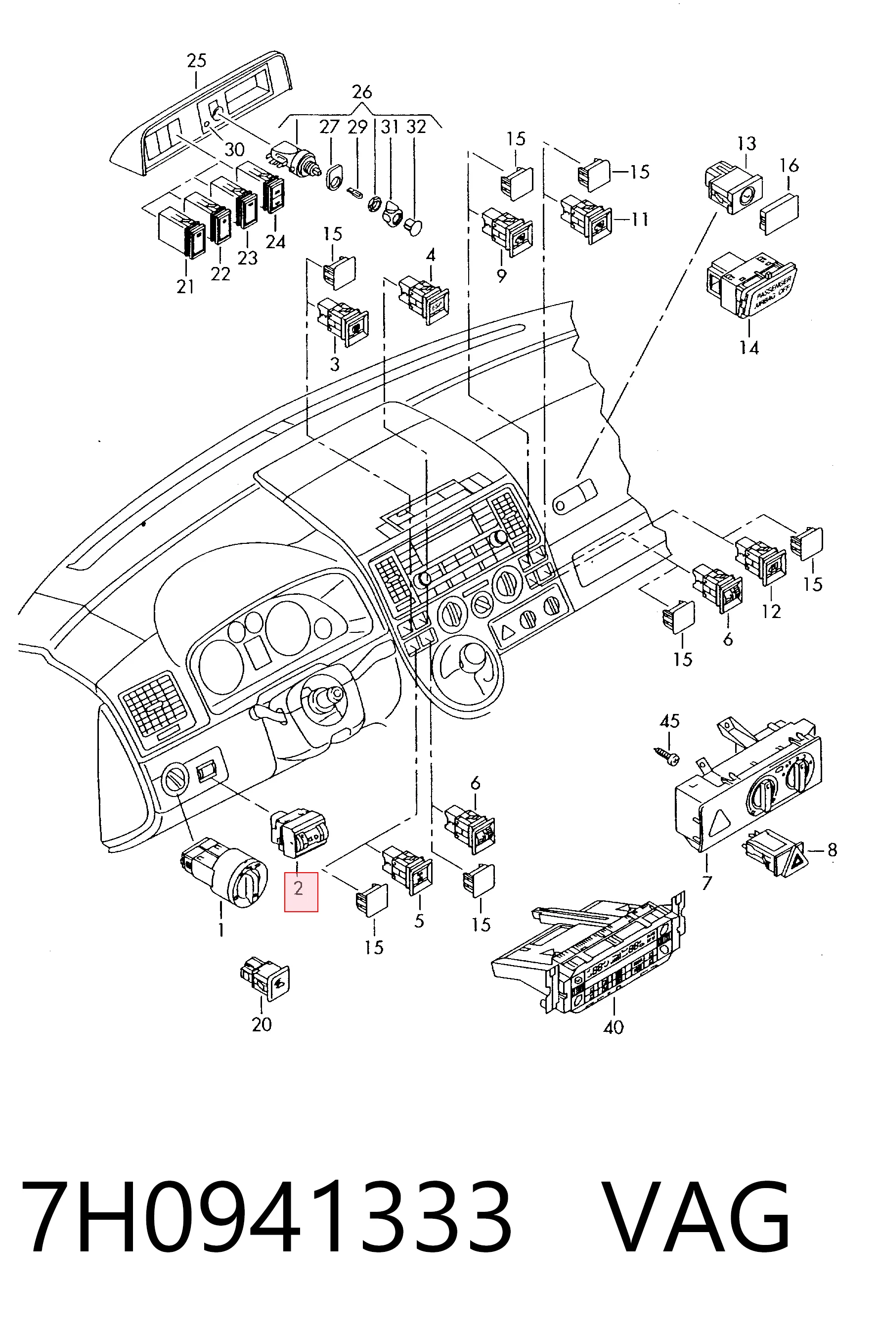 7H0941333 VAG Korektor swiatel