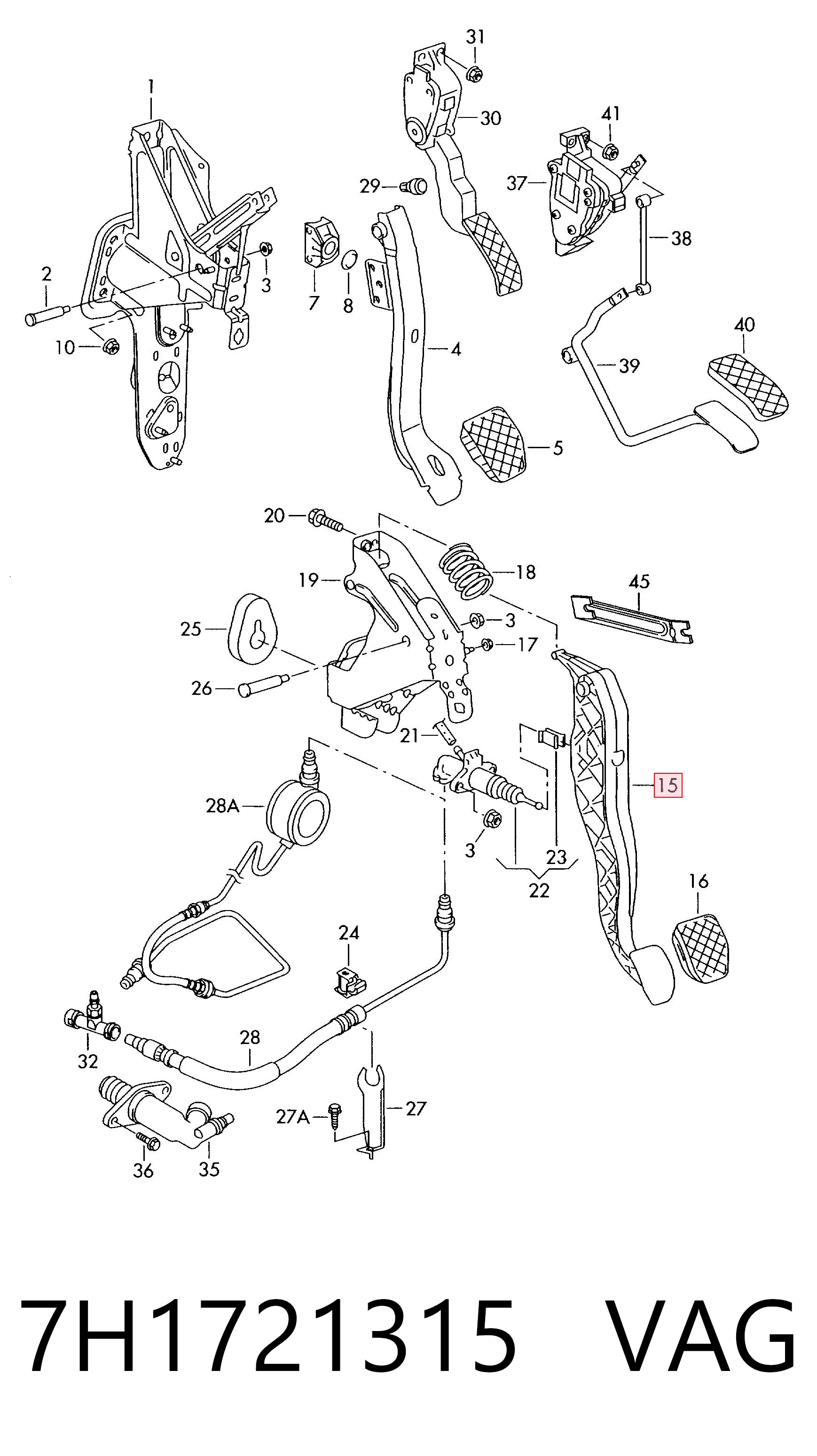 Pedał sprzęgła do Volkswagen Transporter T6 SGA, SGH, SHA, SHH