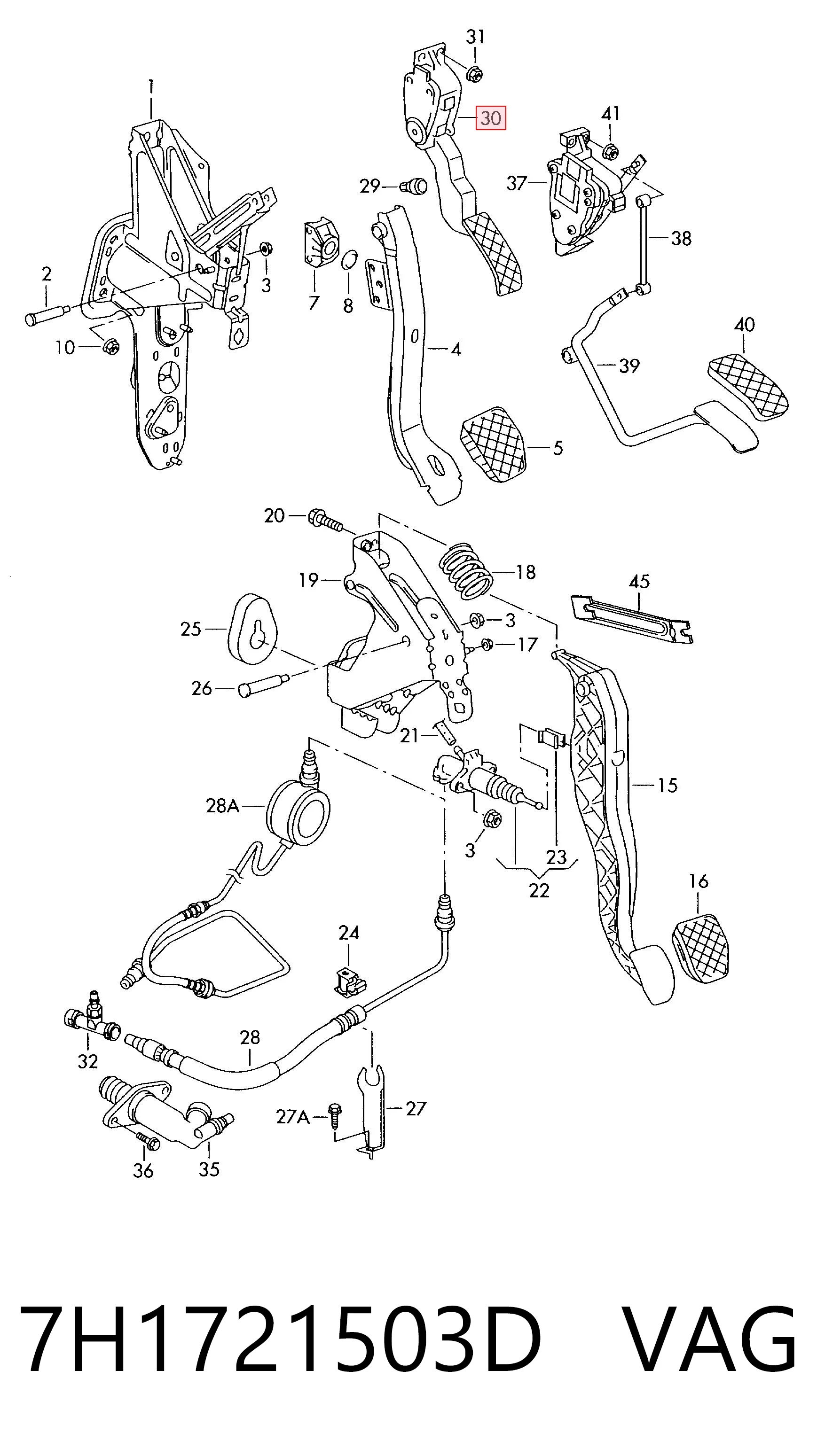 Pedał przyspieszenia (gazu) do Volkswagen Multivan T5 7HM, 7HN, 7HF, 7EF, 7EM, 7EN