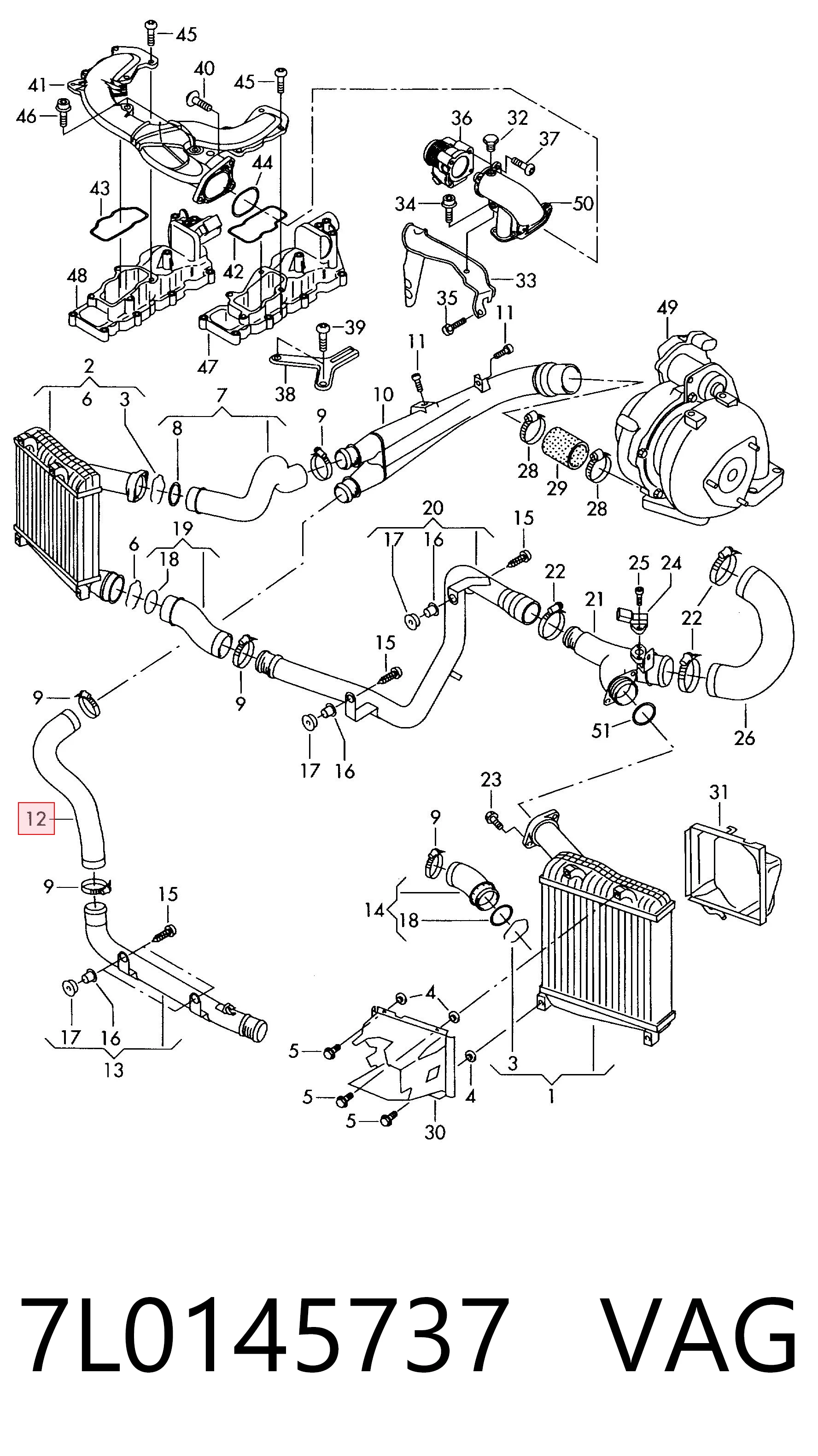 7L0145737 VAG Przewód (króciec) intercoolera