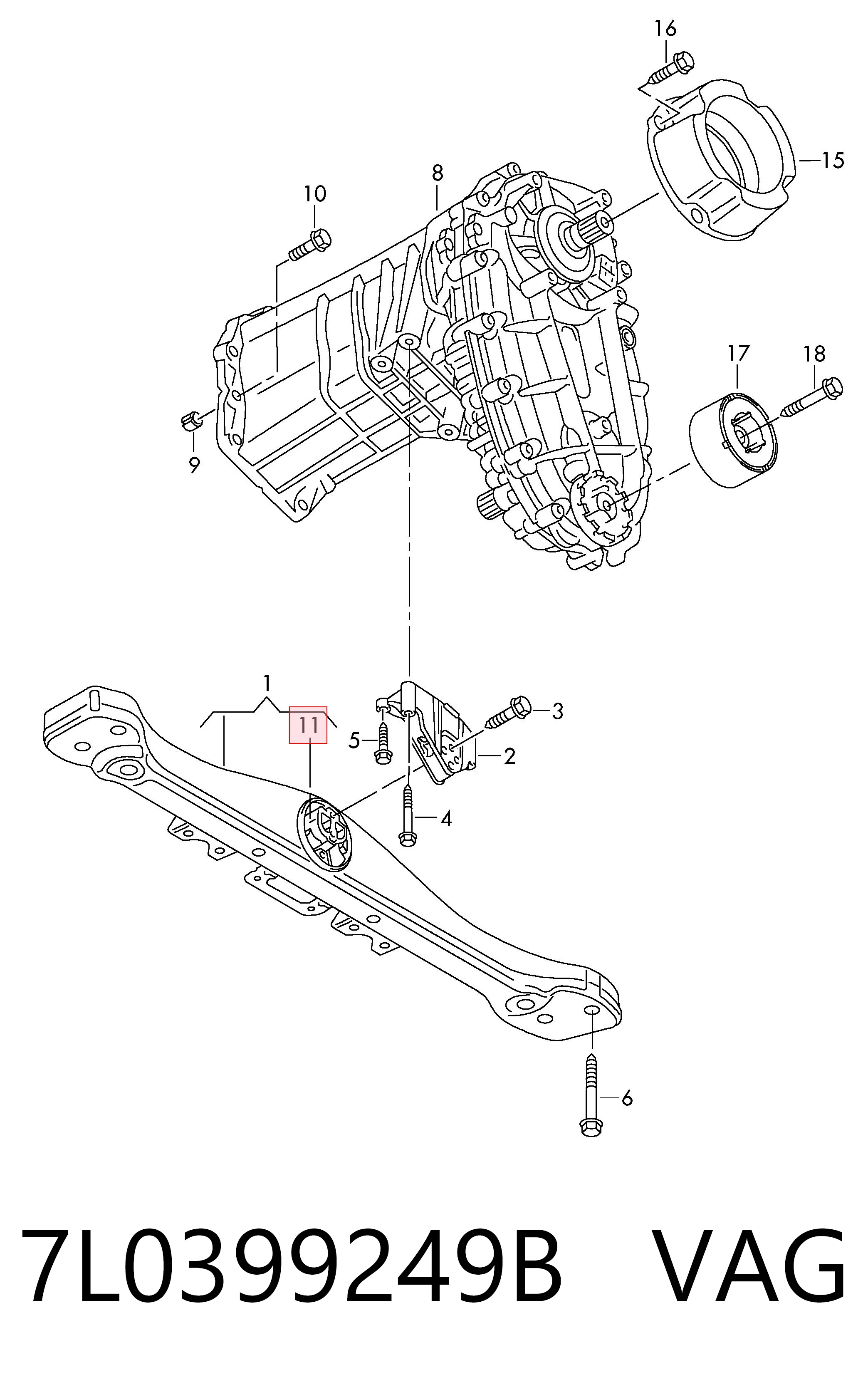 7L0399249B VAG Silentblock skrzyni rozdzielczej