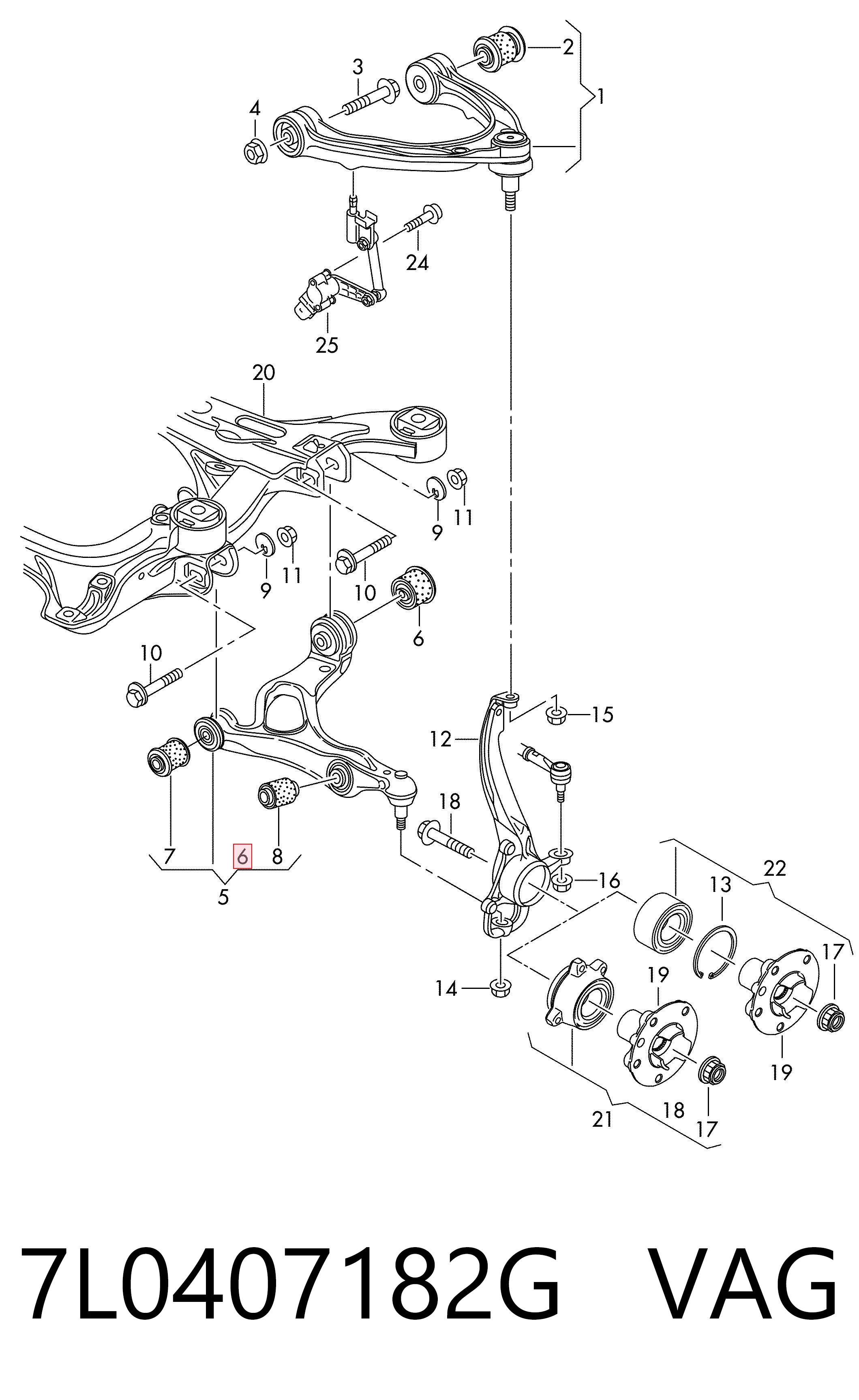 7L0407182G VAG Silentblock przedniego wahacza dolnego
