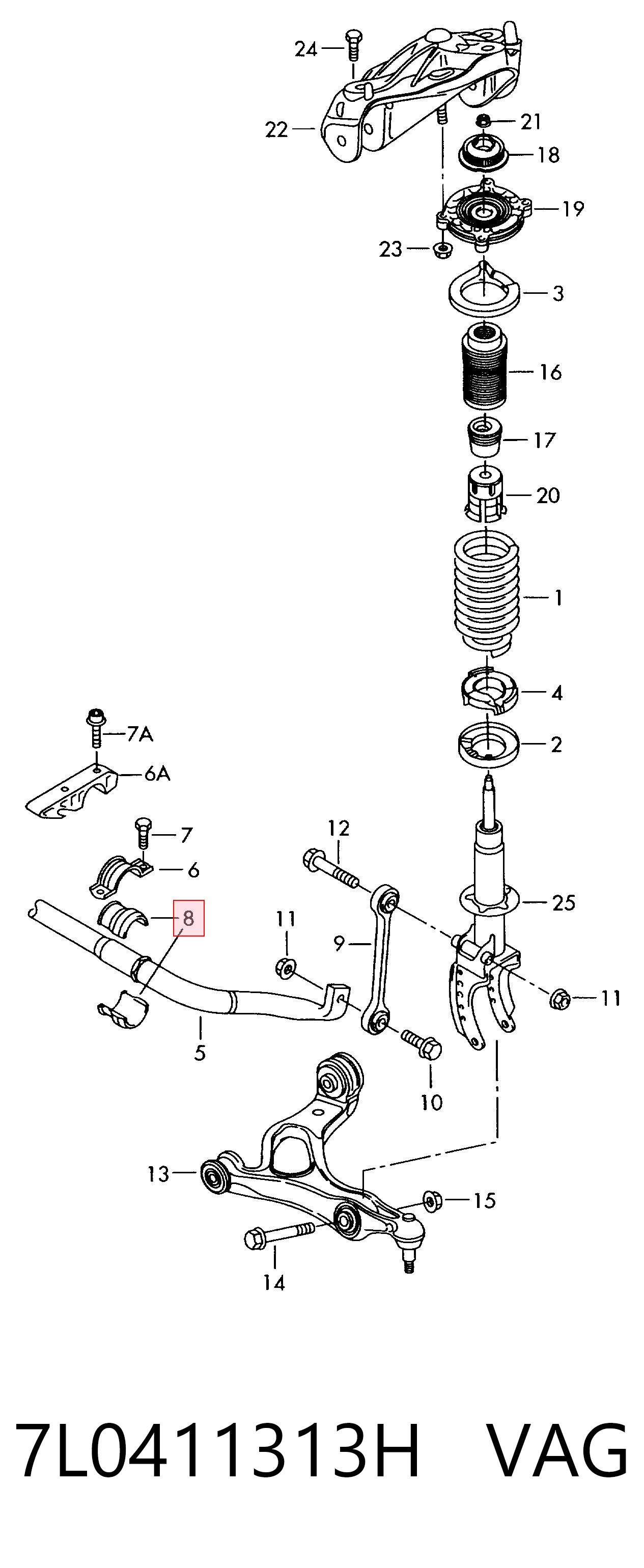 7L0411313H VAG Tuleja stabilizatora przedniego
