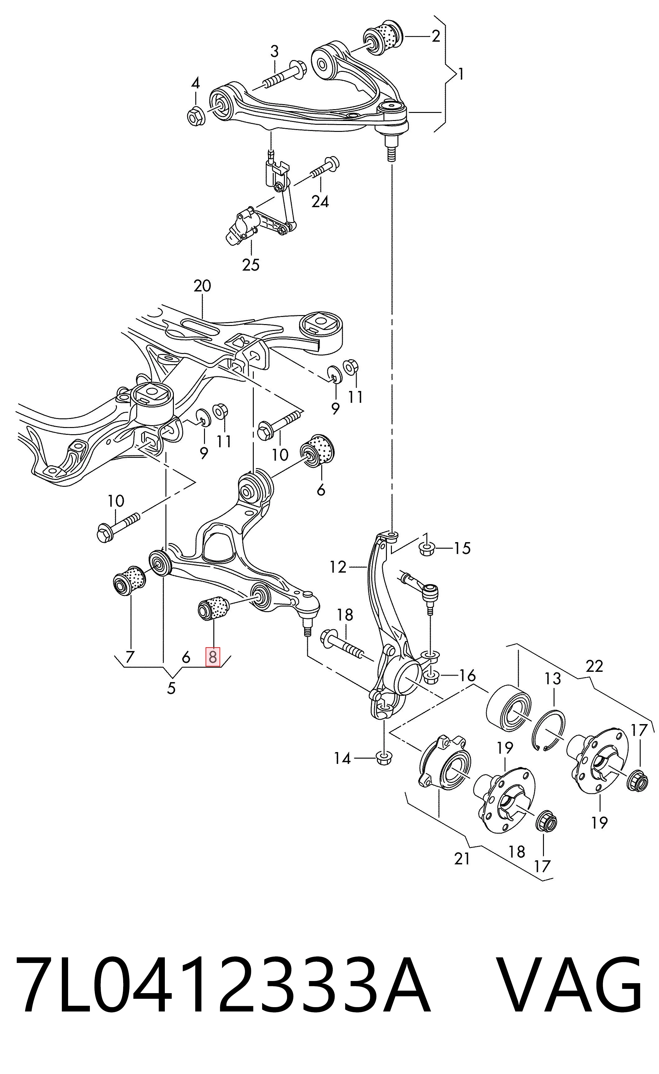 7L0412333A VAG Silentblock przedniego wahacza dolnego