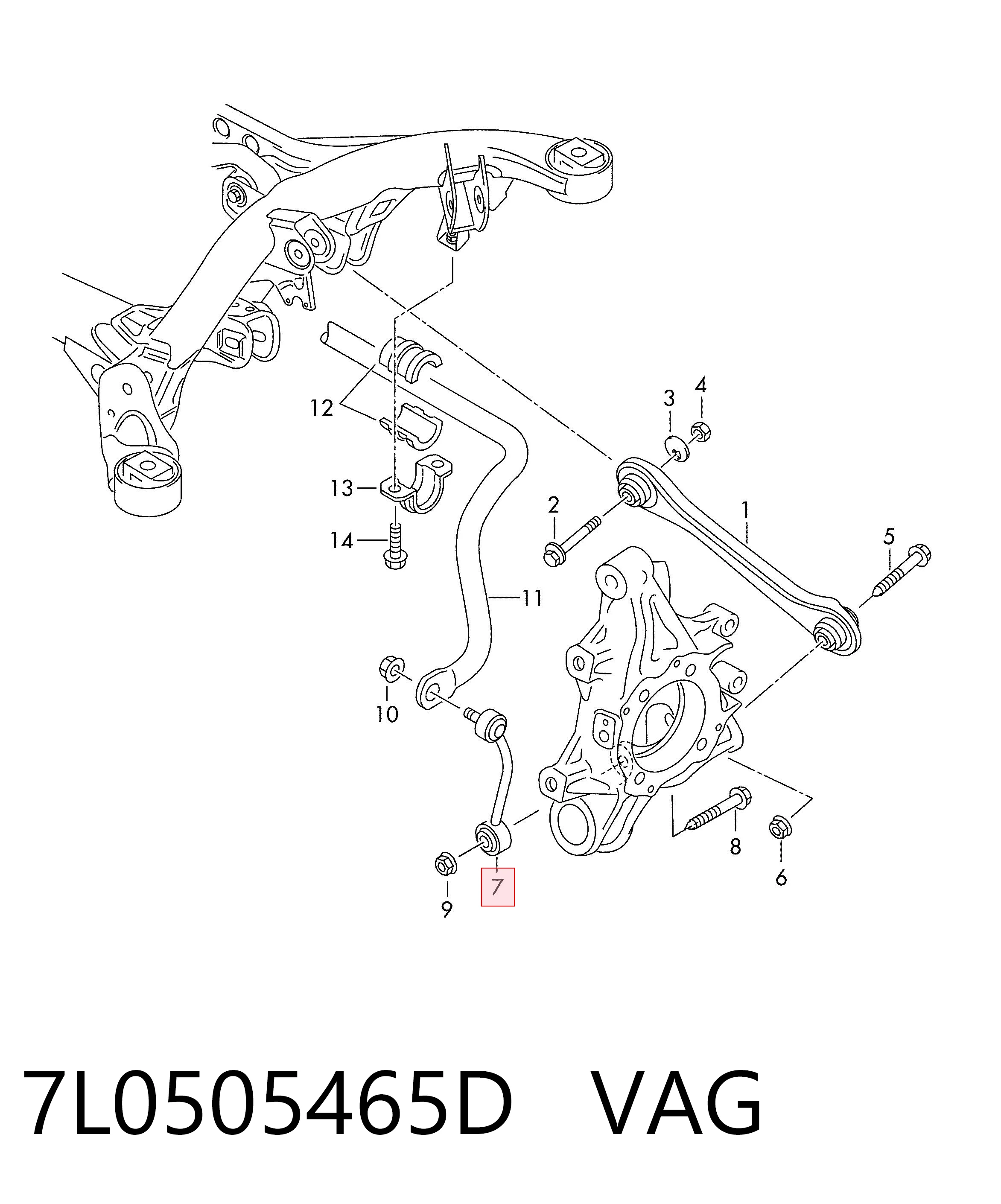 7L0505465D VAG Łącznik stabilizatora tylnego lewy