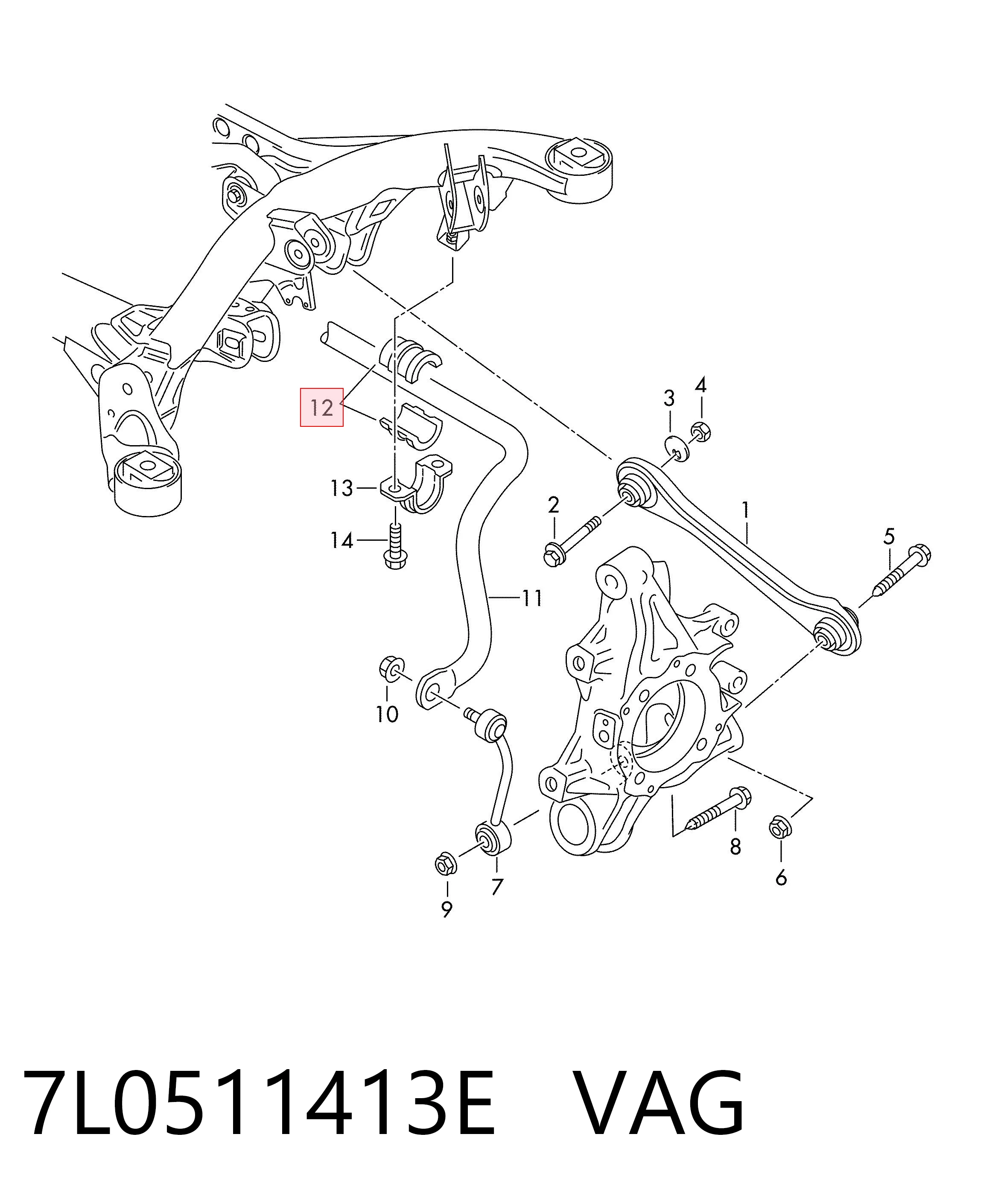 Tuleja stabilizatora tylnego VAG 7L0511413E cena, od 8,58 USD