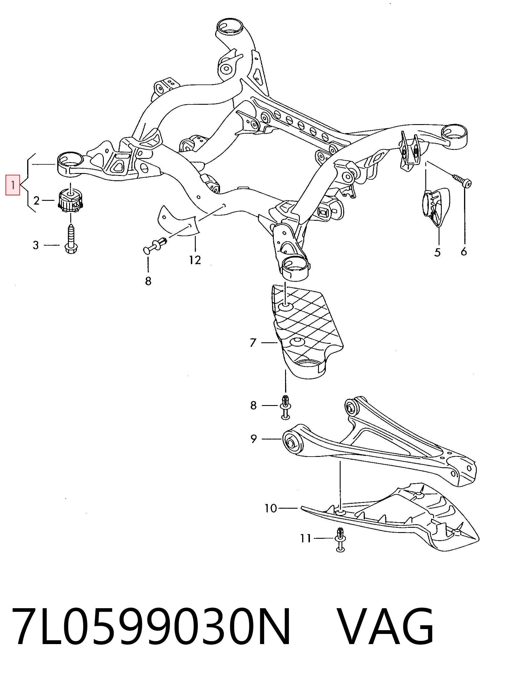 Korpus osi tylnej do Volkswagen Touareg I 7LA, 7L6, 7L7