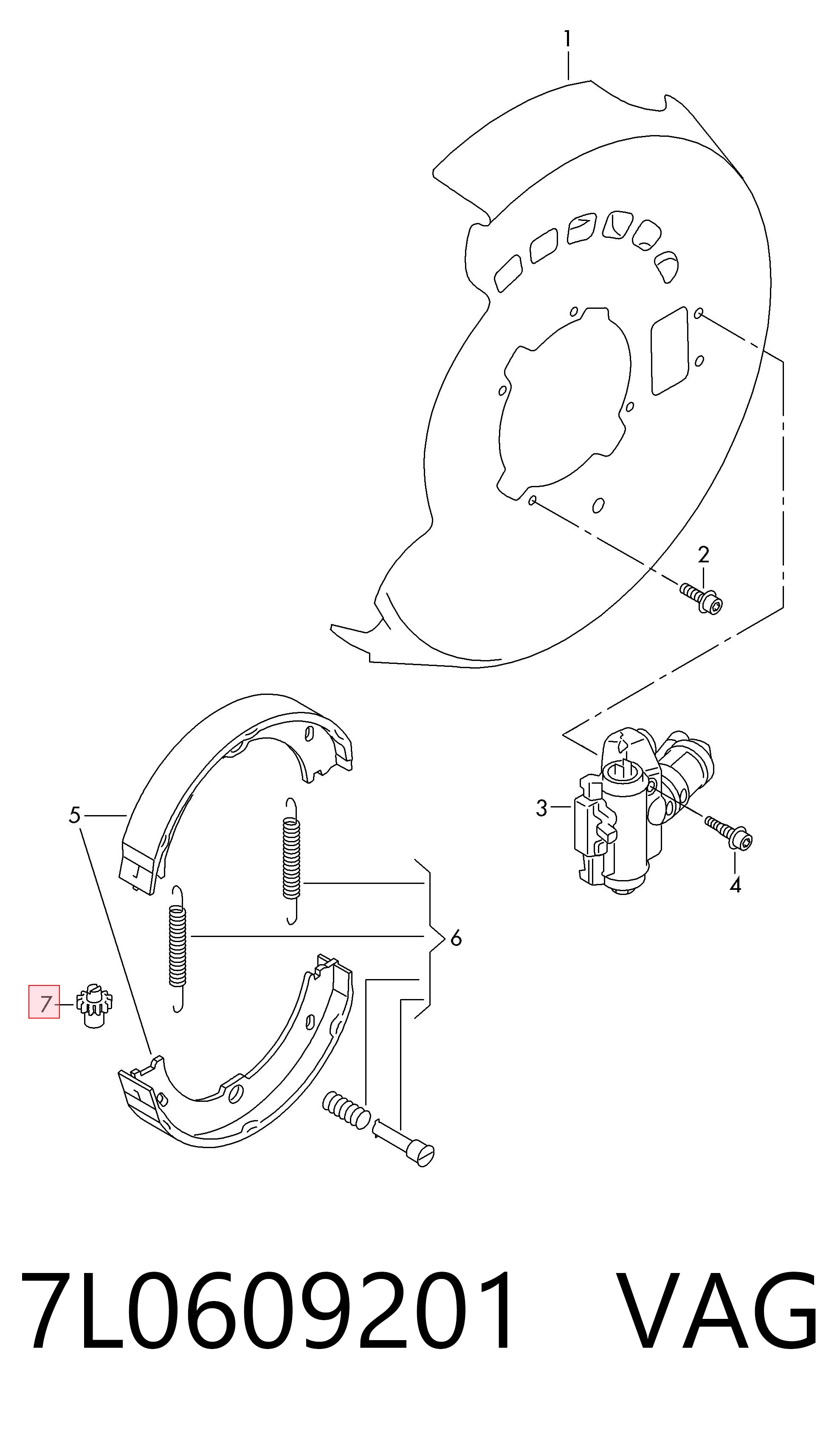 7L0609201 VAG Samoregulator szczęk hamulcowych (zestaw naprawczy)