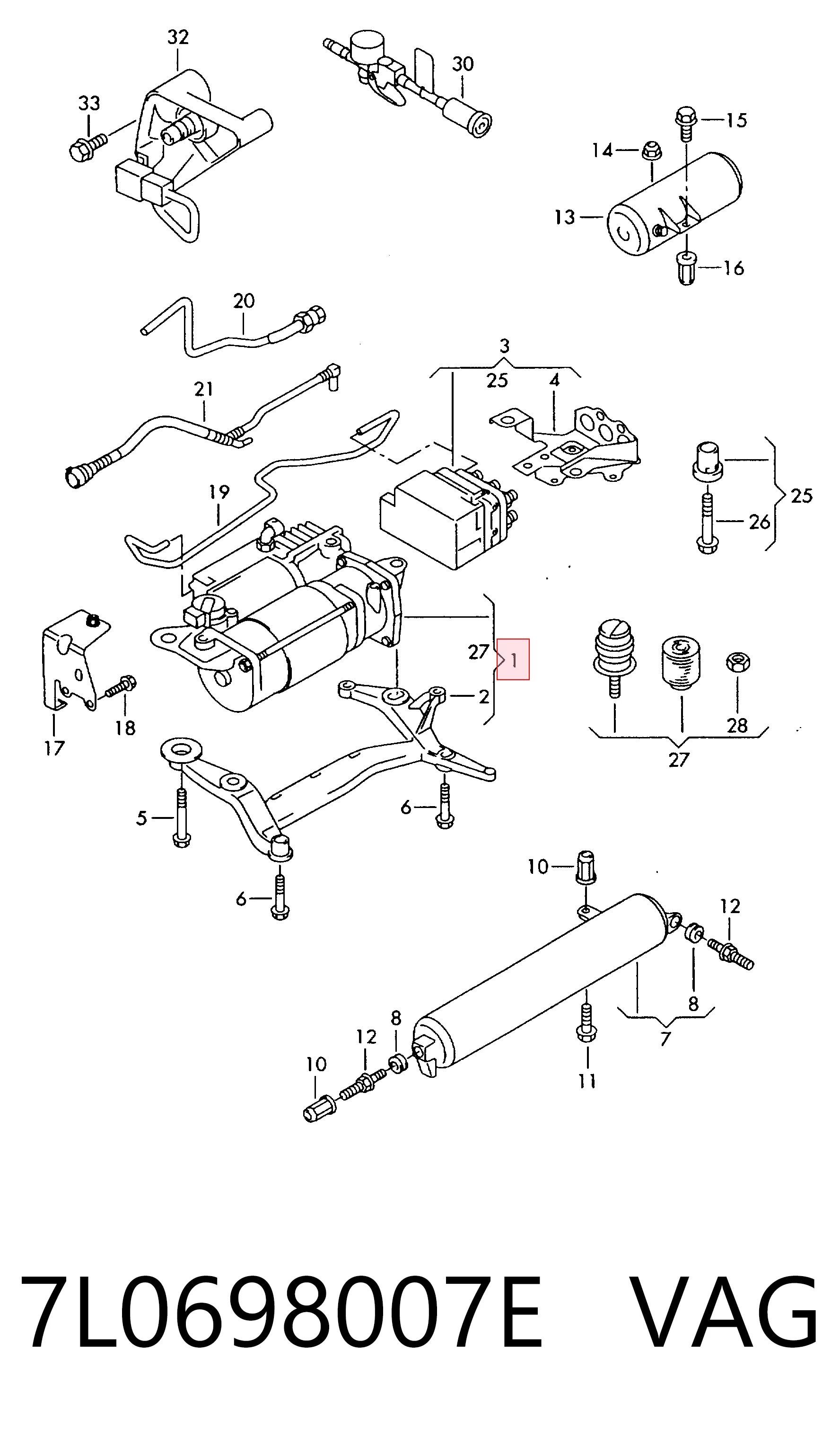 Kompresor zawieszenia pneumatycznego VAG 7L0698007E cena, od 352,33 USD