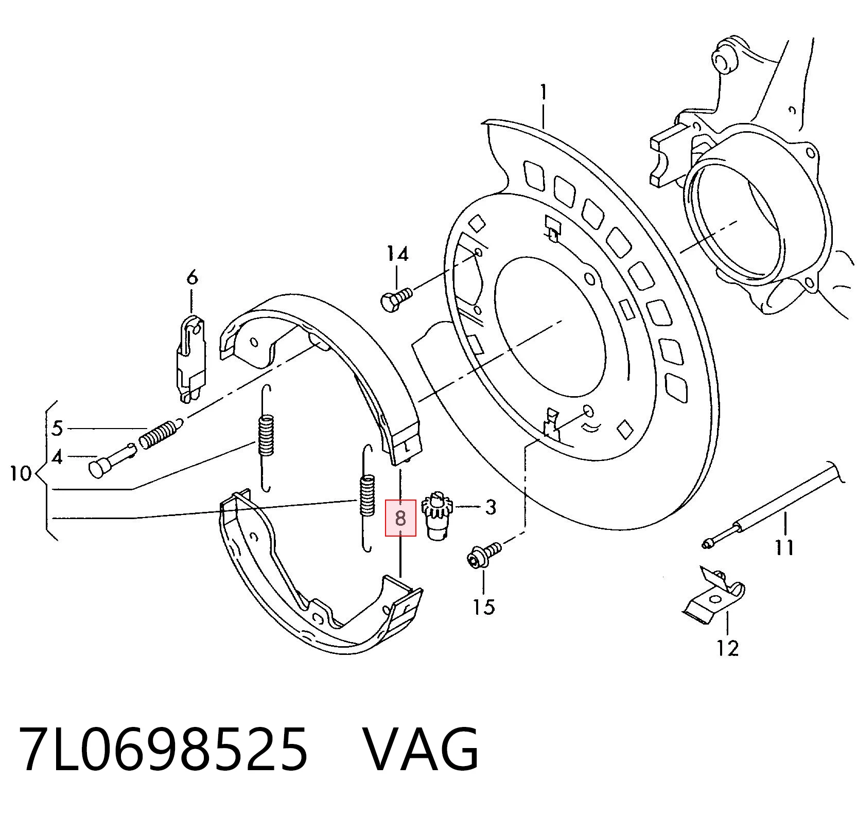7L0698525 VAG Klocki hamulca ręcznego