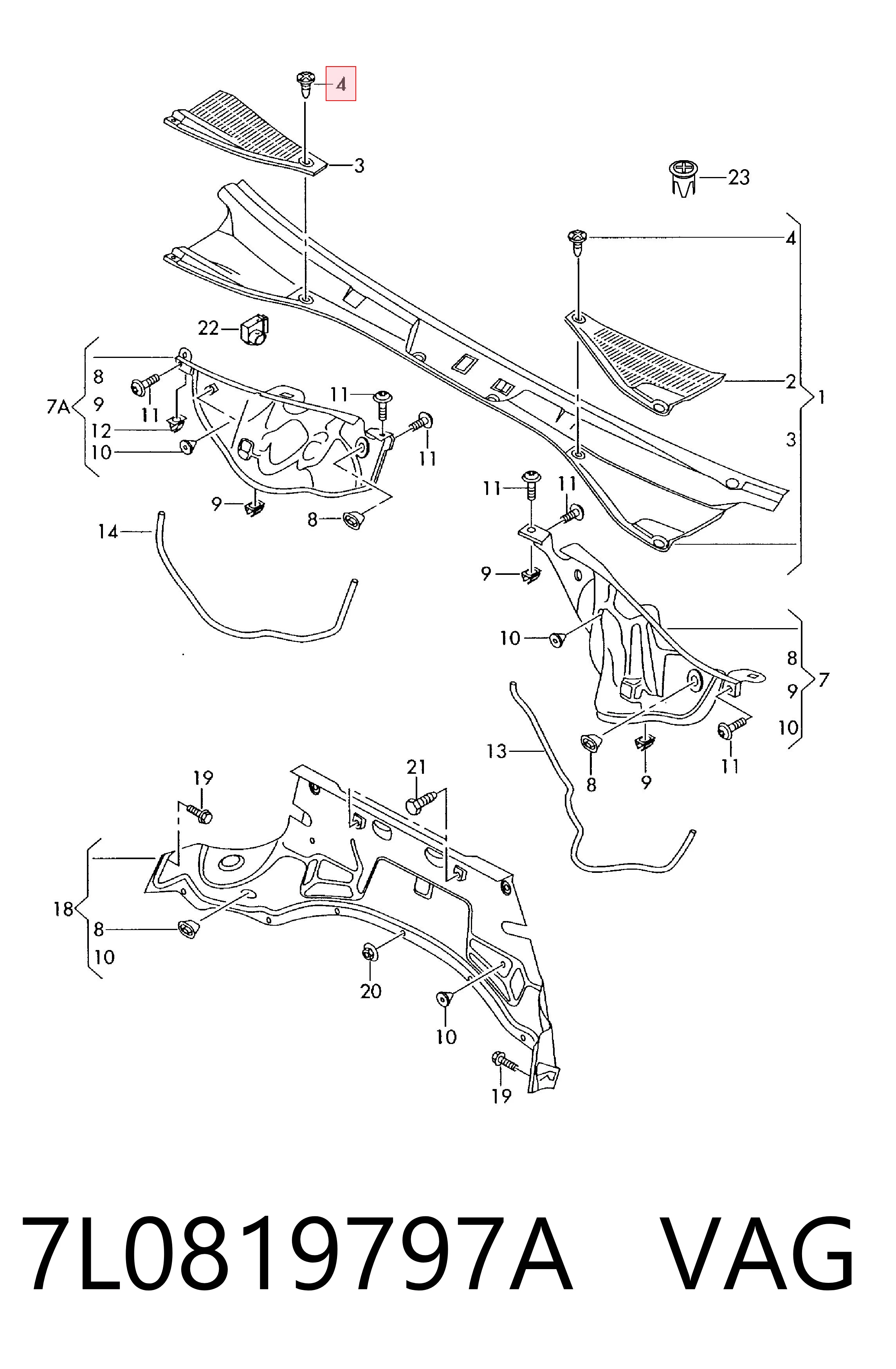7L0819797A VAG Szyba przednia